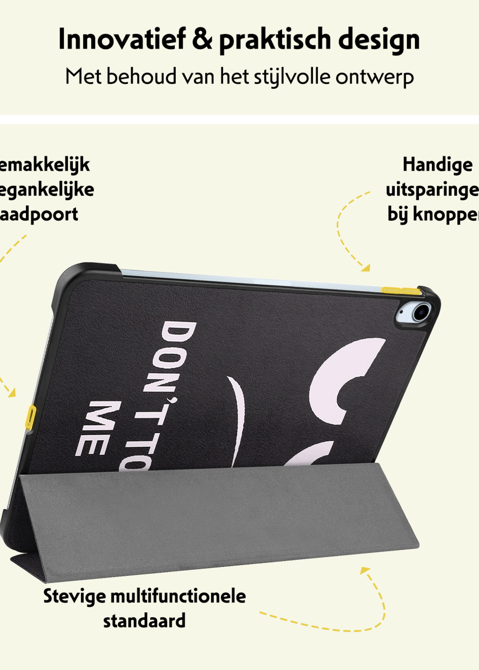 LUQ Hoes Geschikt voor iPad Air 6 (11 inch) Hoes Luxe Hoesje Book Case Met Screenprotector - Hoesje Geschikt voor iPad Air 2024 (11 inch) Hoes Cover - Don't Touch Me