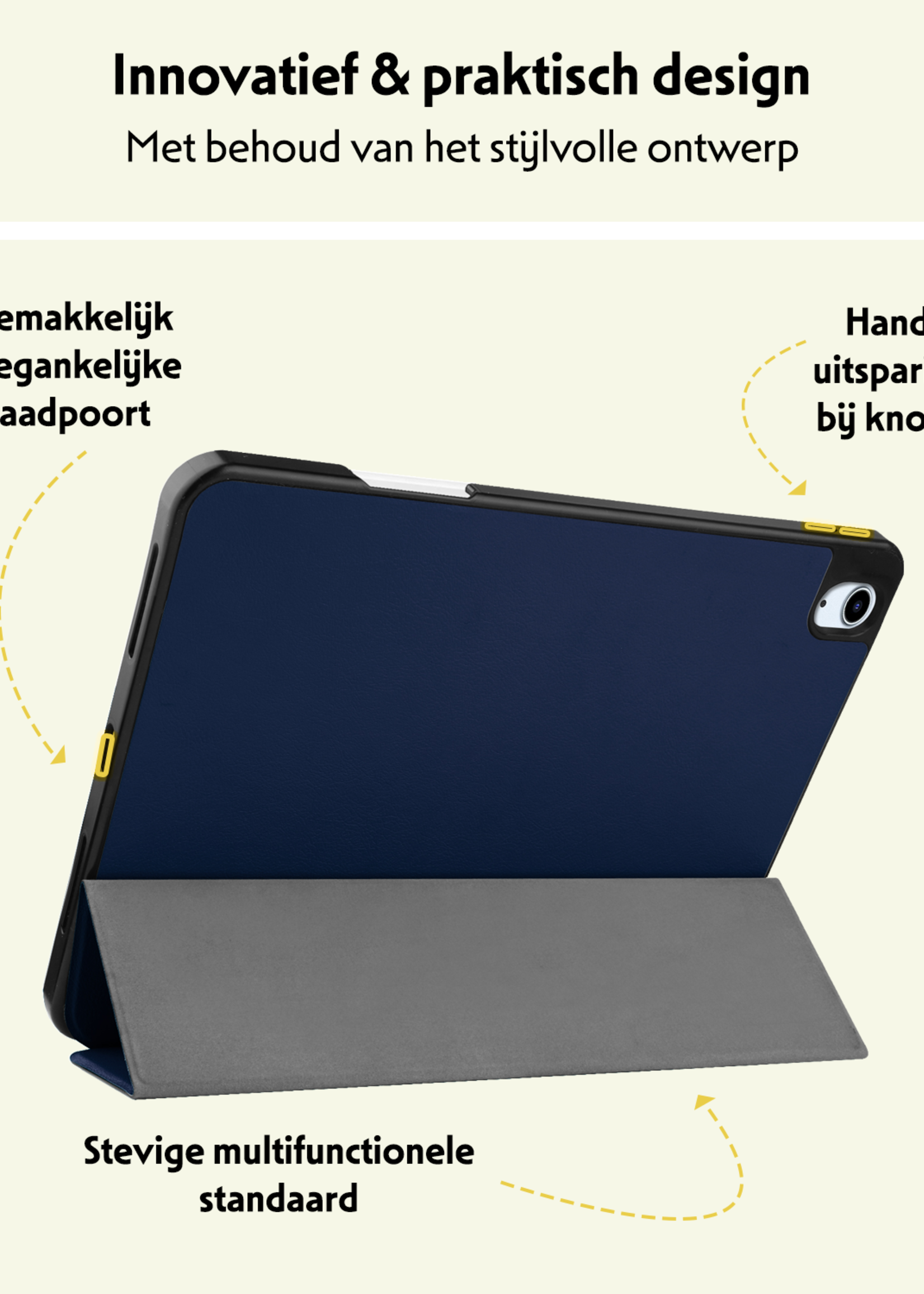 LUQ Hoes Geschikt voor iPad Air 6 (11 inch) Hoes Luxe Hoesje Case Met Uitsparing Geschikt voor Apple Pencil Met Screenprotector - Hoesje Geschikt voor iPad Air 2024 (11 inch) Hoes Cover - Donkerblauw