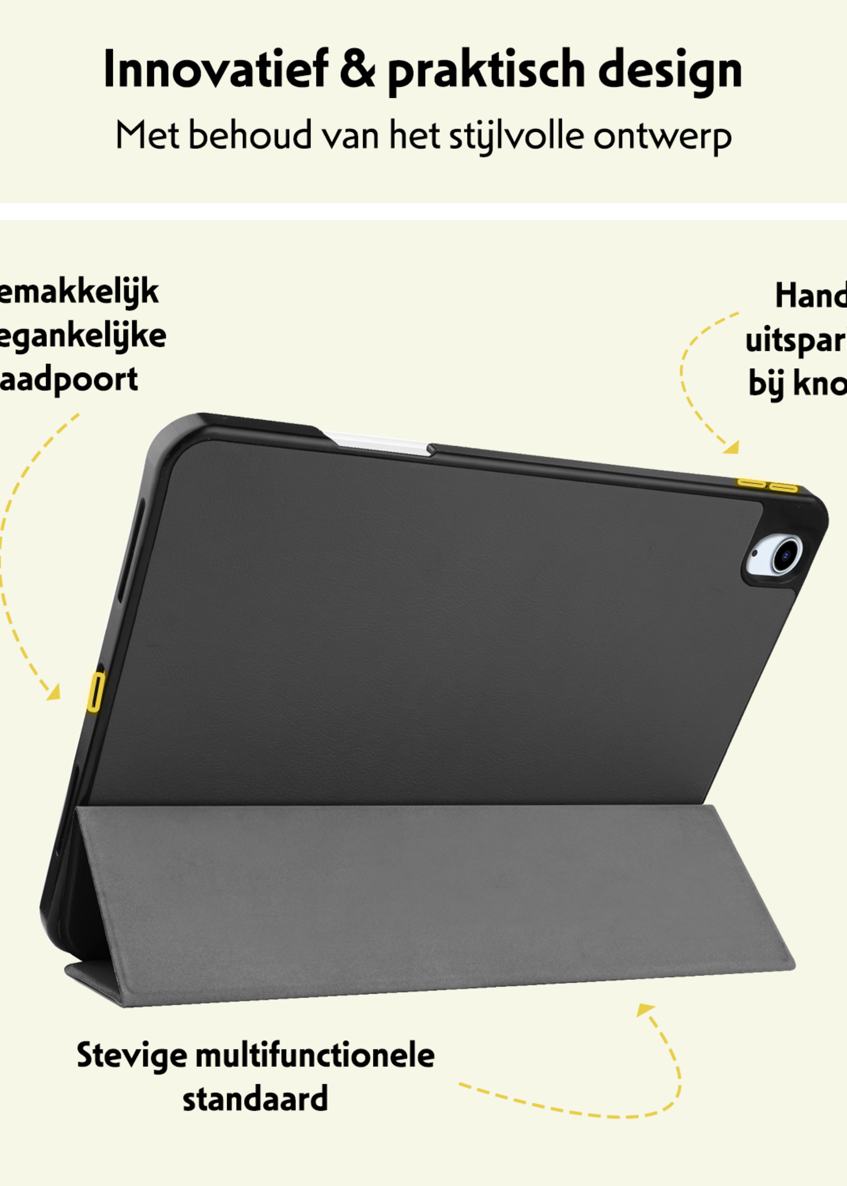 LUQ Hoes Geschikt voor iPad Air 6 (11 inch) Hoes Luxe Hoesje Case Met Uitsparing Geschikt voor Apple Pencil Met Screenprotector - Hoesje Geschikt voor iPad Air 2024 (11 inch) Hoes Cover - Grijs