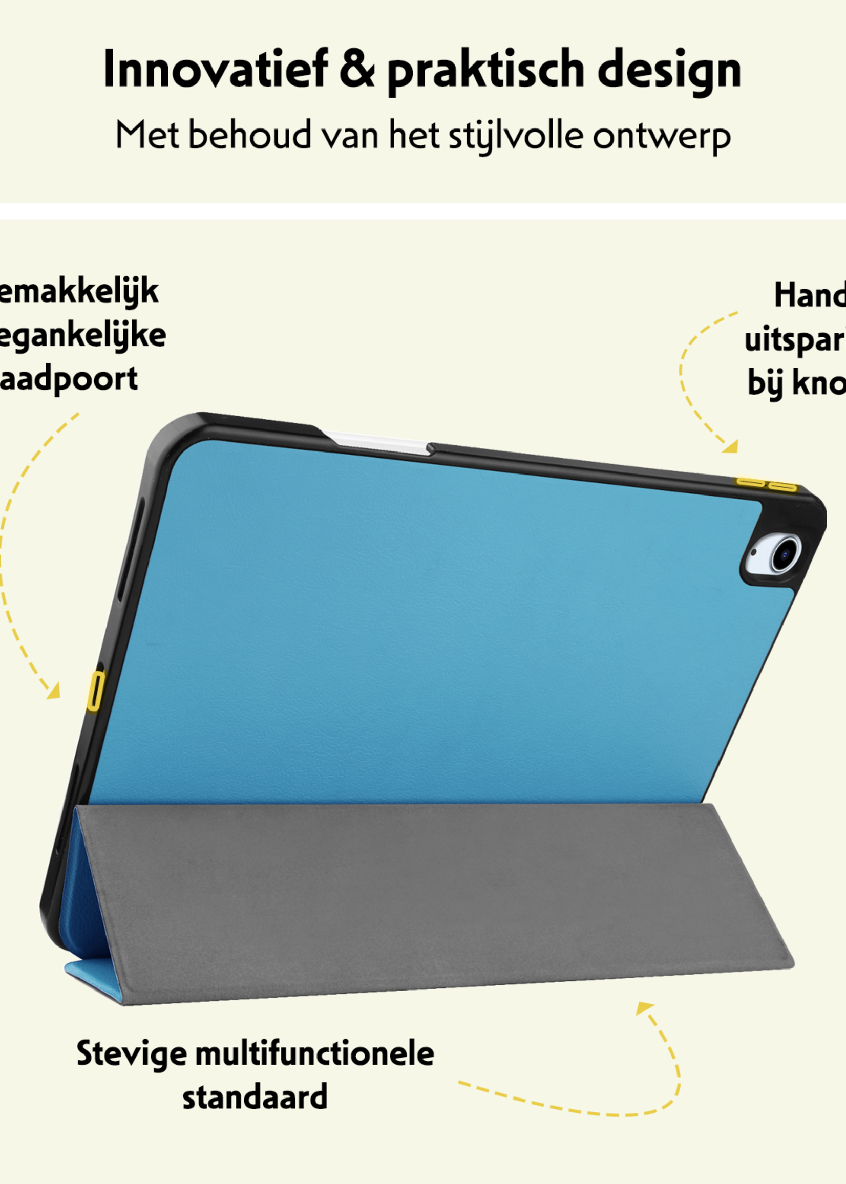 LUQ Hoes Geschikt voor iPad Air 6 (11 inch) Hoes Luxe Hoesje Case Met Uitsparing Geschikt voor Apple Pencil Met Screenprotector - Hoesje Geschikt voor iPad Air 2024 (11 inch) Hoes Cover - Lichtblauw