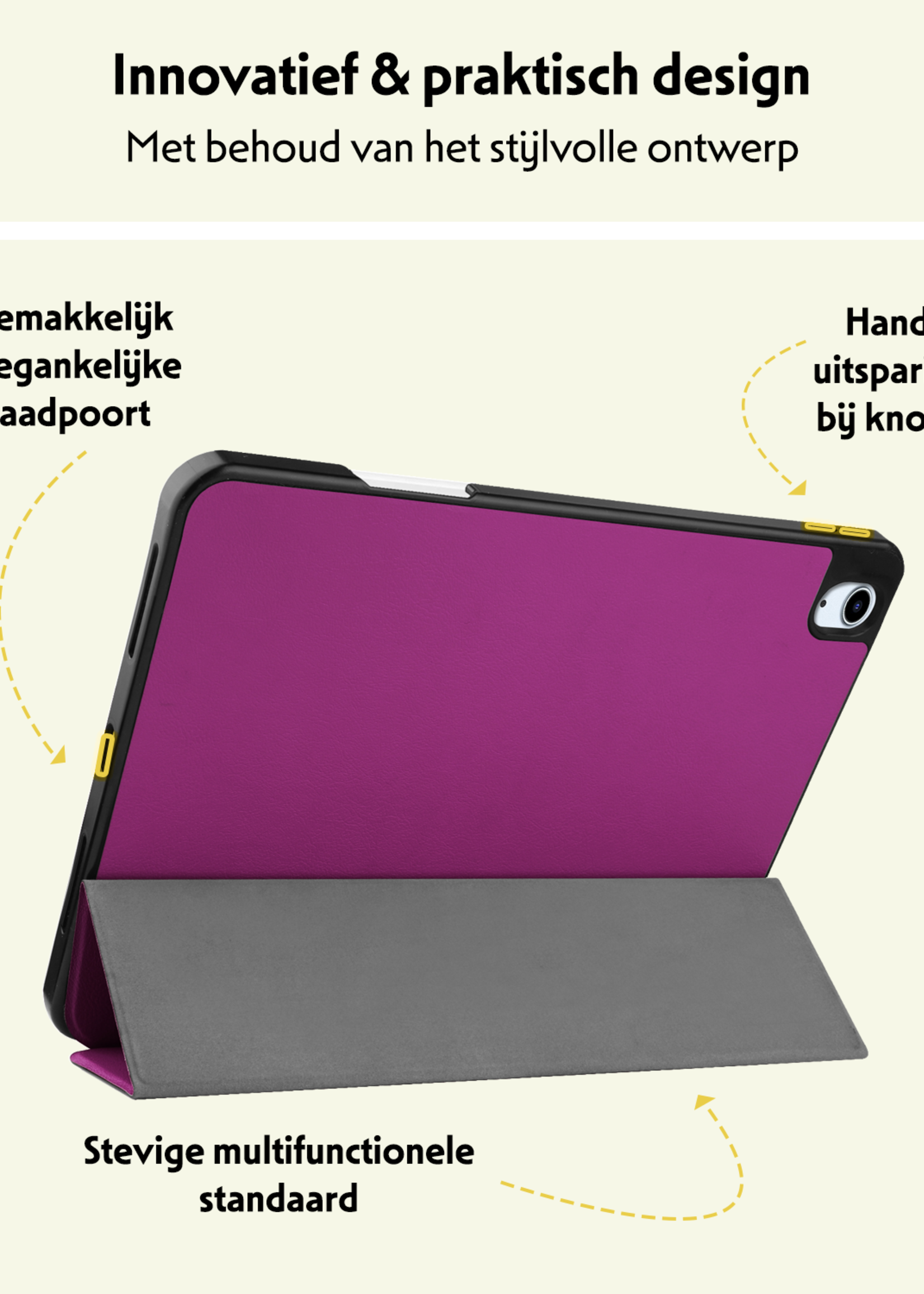 LUQ Hoes Geschikt voor iPad Air 6 (11 inch) Hoes Luxe Hoesje Case Met Uitsparing Geschikt voor Apple Pencil Met Screenprotector - Hoesje Geschikt voor iPad Air 2024 (11 inch) Hoes Cover - Paars