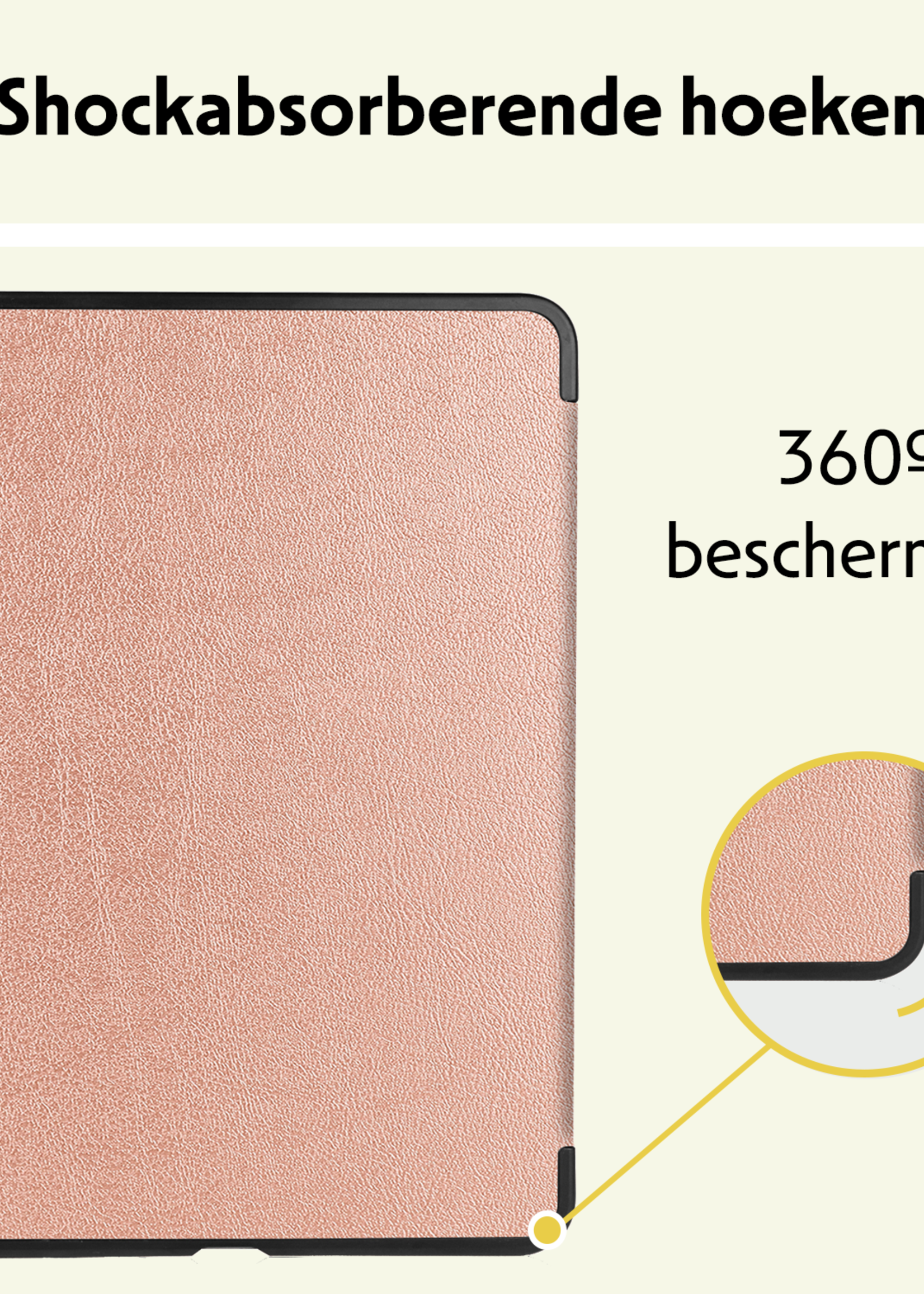 LUQ Hoes Geschikt voor iPad Air 6 (11 inch) Hoes Luxe Hoesje Case Met Uitsparing Geschikt voor Apple Pencil Met Screenprotector - Hoesje Geschikt voor iPad Air 2024 (11 inch) Hoes Cover - Rosé goud