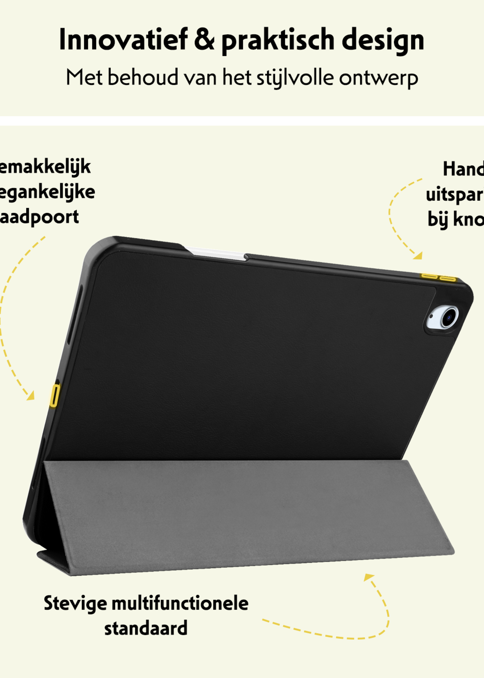 LUQ Hoes Geschikt voor iPad Air 6 (11 inch) Hoes Luxe Hoesje Case Met Uitsparing Geschikt voor Apple Pencil Met Screenprotector - Hoesje Geschikt voor iPad Air 2024 (11 inch) Hoes Cover - Zwart