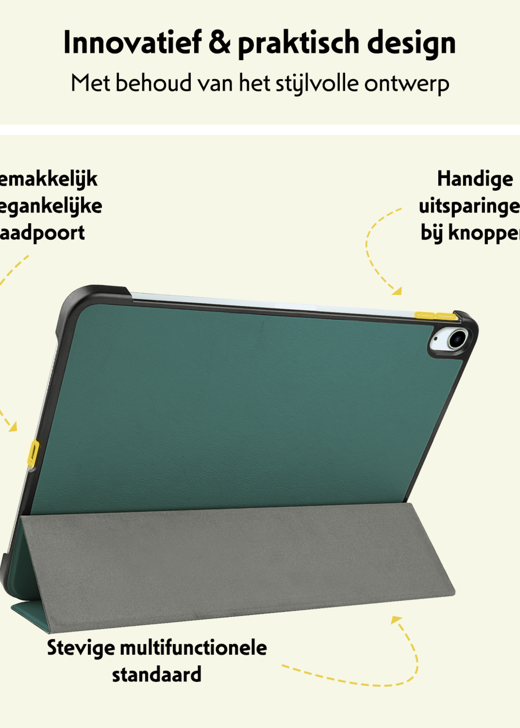 LUQ Hoes Geschikt voor iPad Air 6 (13 inch) Hoes Luxe Hoesje Book Case Met Screenprotector - Hoesje Geschikt voor iPad Air 2024 (13 inch) Hoes Cover - Donkergroen