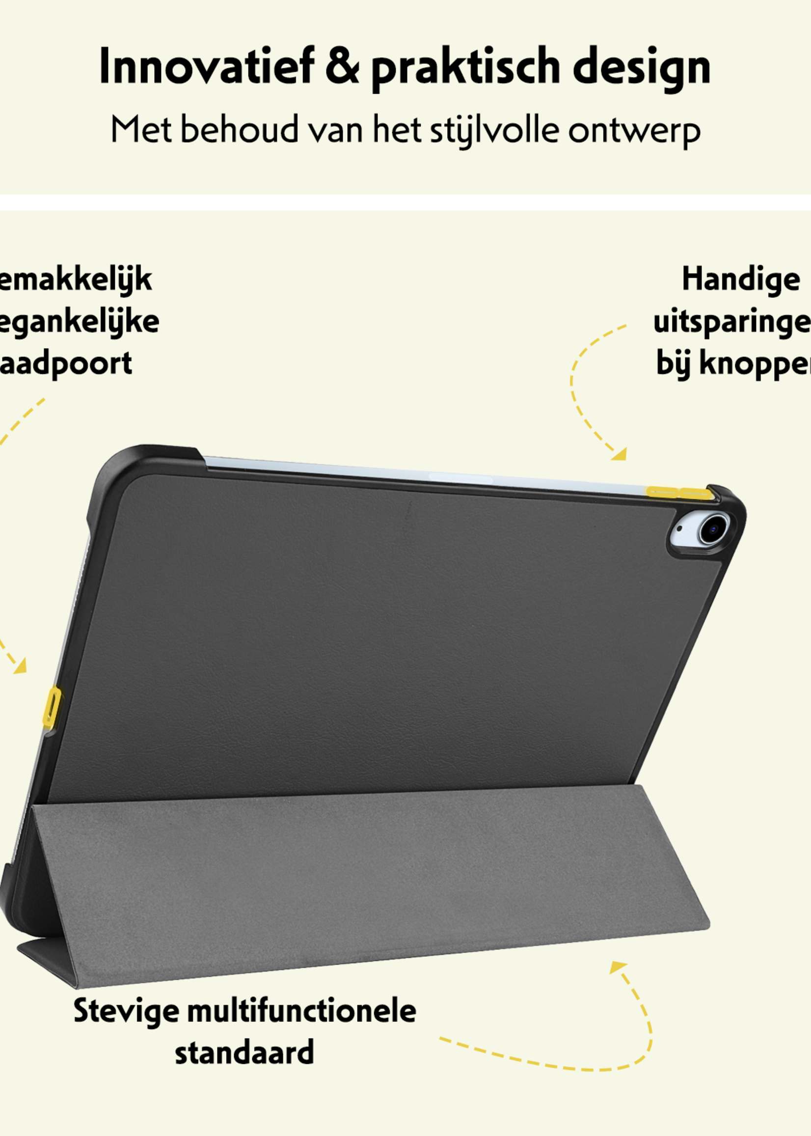 LUQ Hoes Geschikt voor iPad Air 6 (13 inch) Hoes Luxe Hoesje Book Case Met Screenprotector - Hoesje Geschikt voor iPad Air 2024 (13 inch) Hoes Cover - Grijs