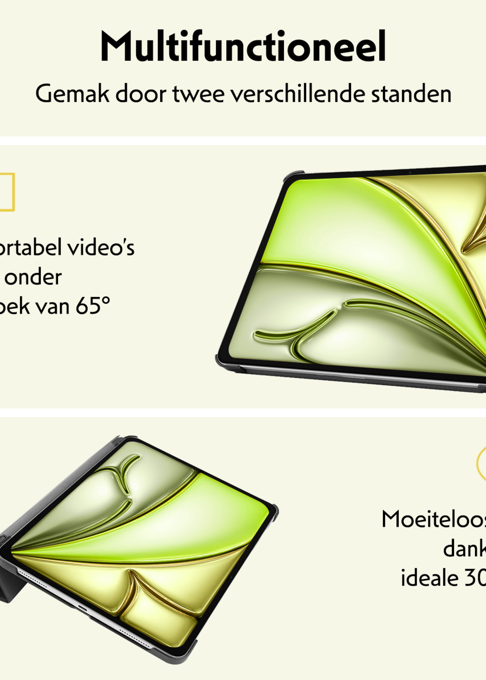 LUQ Hoes Geschikt voor iPad Air 6 (13 inch) Hoes Luxe Hoesje Book Case Met Screenprotector - Hoesje Geschikt voor iPad Air 2024 (13 inch) Hoes Cover - Zwart