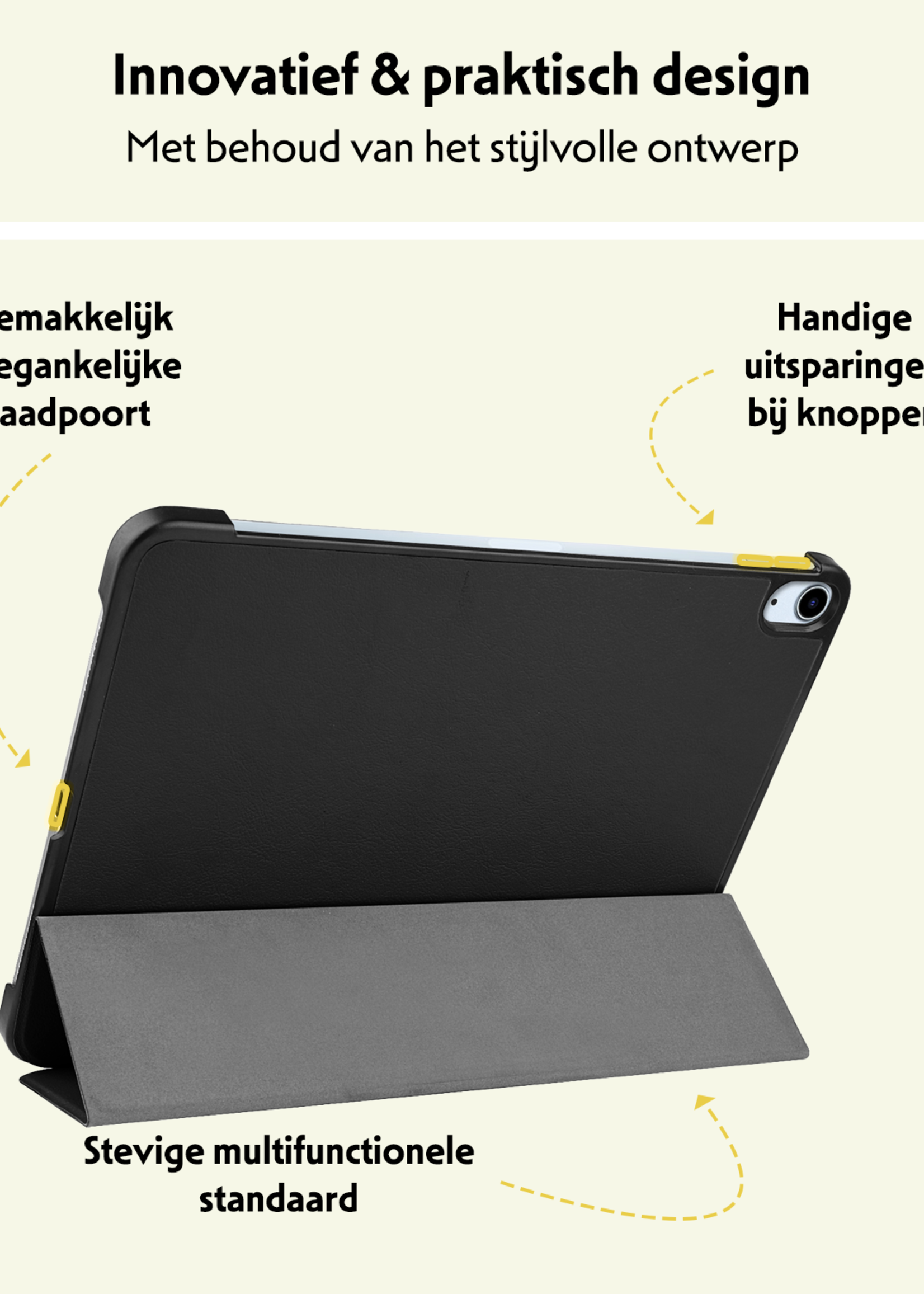 LUQ Hoes Geschikt voor iPad Air 6 (13 inch) Hoes Luxe Hoesje Book Case Met Screenprotector - Hoesje Geschikt voor iPad Air 2024 (13 inch) Hoes Cover - Zwart