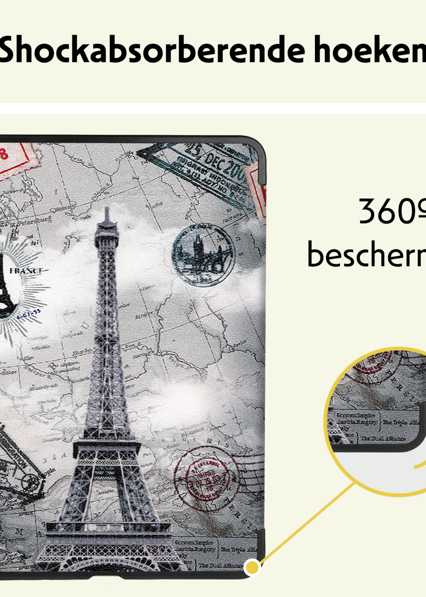 LUQ Hoes Geschikt voor iPad Air 6 (13 inch) Hoes Luxe Hoesje Case Met Uitsparing Geschikt voor Apple Pencil Met Screenprotector - Hoesje Geschikt voor iPad Air 2024 (13 inch) Hoes Cover - Eiffeltoren