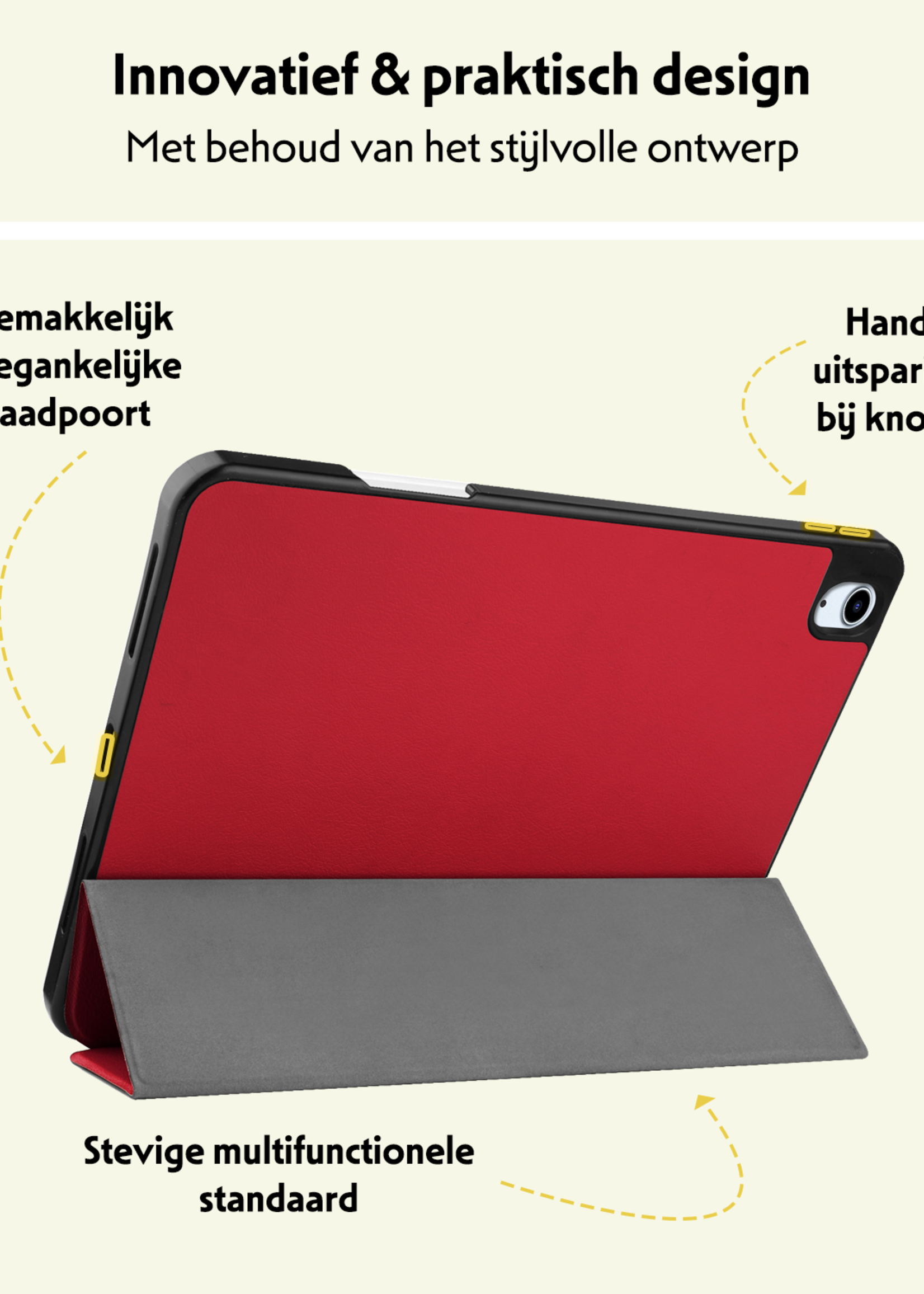 LUQ Hoes Geschikt voor iPad Air 6 (13 inch) Hoes Luxe Hoesje Case Met Uitsparing Geschikt voor Apple Pencil Met Screenprotector - Hoesje Geschikt voor iPad Air 2024 (13 inch) Hoes Cover - Rood