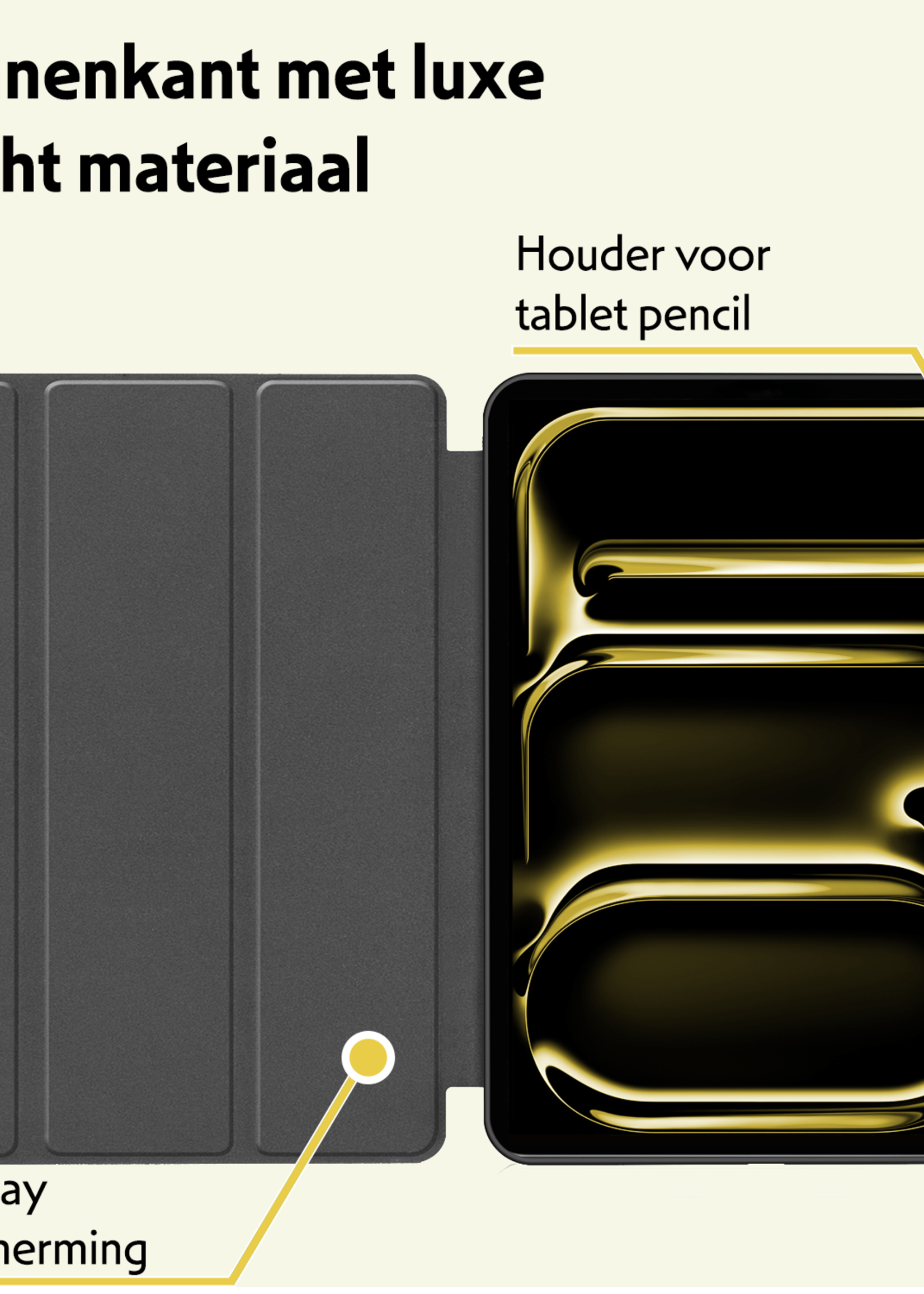 LUQ Hoes Geschikt voor iPad Pro 2024 (11 inch) Hoes Luxe Hoesje Case Met Uitsparing Geschikt voor Apple Pencil Met Screenprotector - Hoesje Geschikt voor iPad Pro 2024 11 inch (7e generatie) Hoes Cover - Donkerblauw