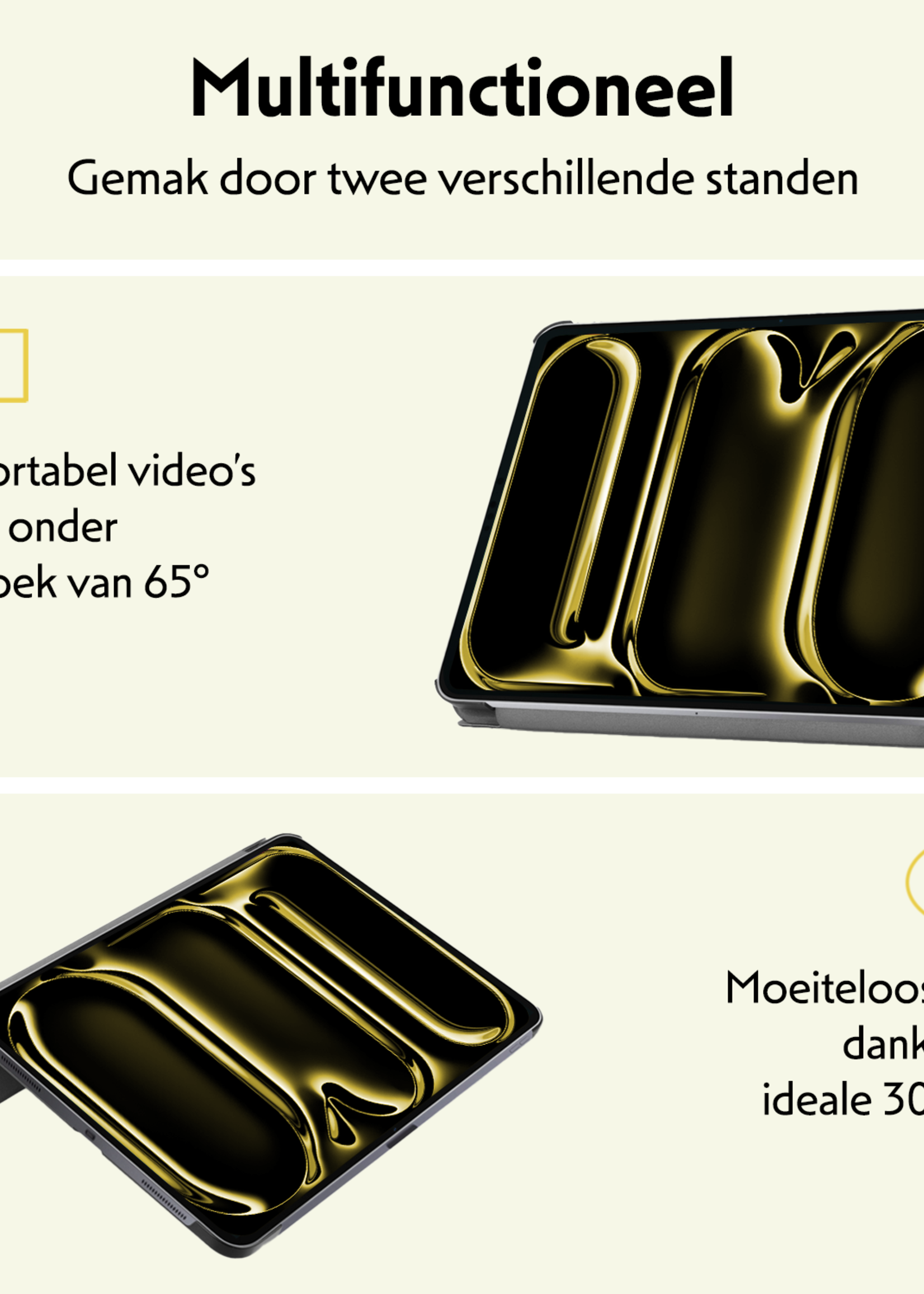 LUQ Hoes Geschikt voor iPad Pro 2024 (13 inch) Hoes Luxe Hoesje Book Case Met Screenprotector - Hoesje Geschikt voor iPad Pro 2024 13 inch (7e generatie) Hoes Cover - Grijs