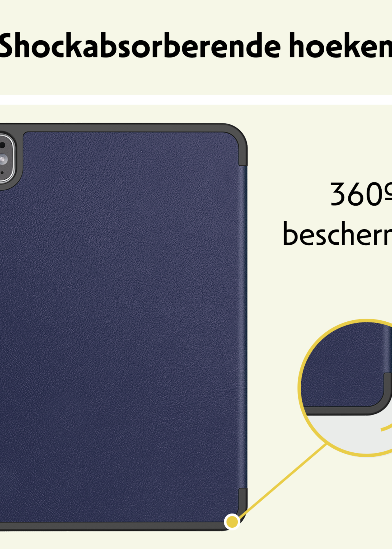 LUQ Hoes Geschikt voor iPad Pro 2024 (13 inch) Hoes Luxe Hoesje Case Met Uitsparing Geschikt voor Apple Pencil Met Screenprotector - Hoesje Geschikt voor iPad Pro 2024 13 inch (7e generatie) Hoes Cover - Donkerblauw