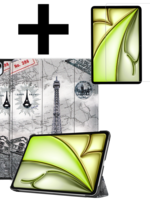 LUQ LUQ iPad Air 6 (11 inch) Hoesje Met Screenprotector - Eiffeltoren