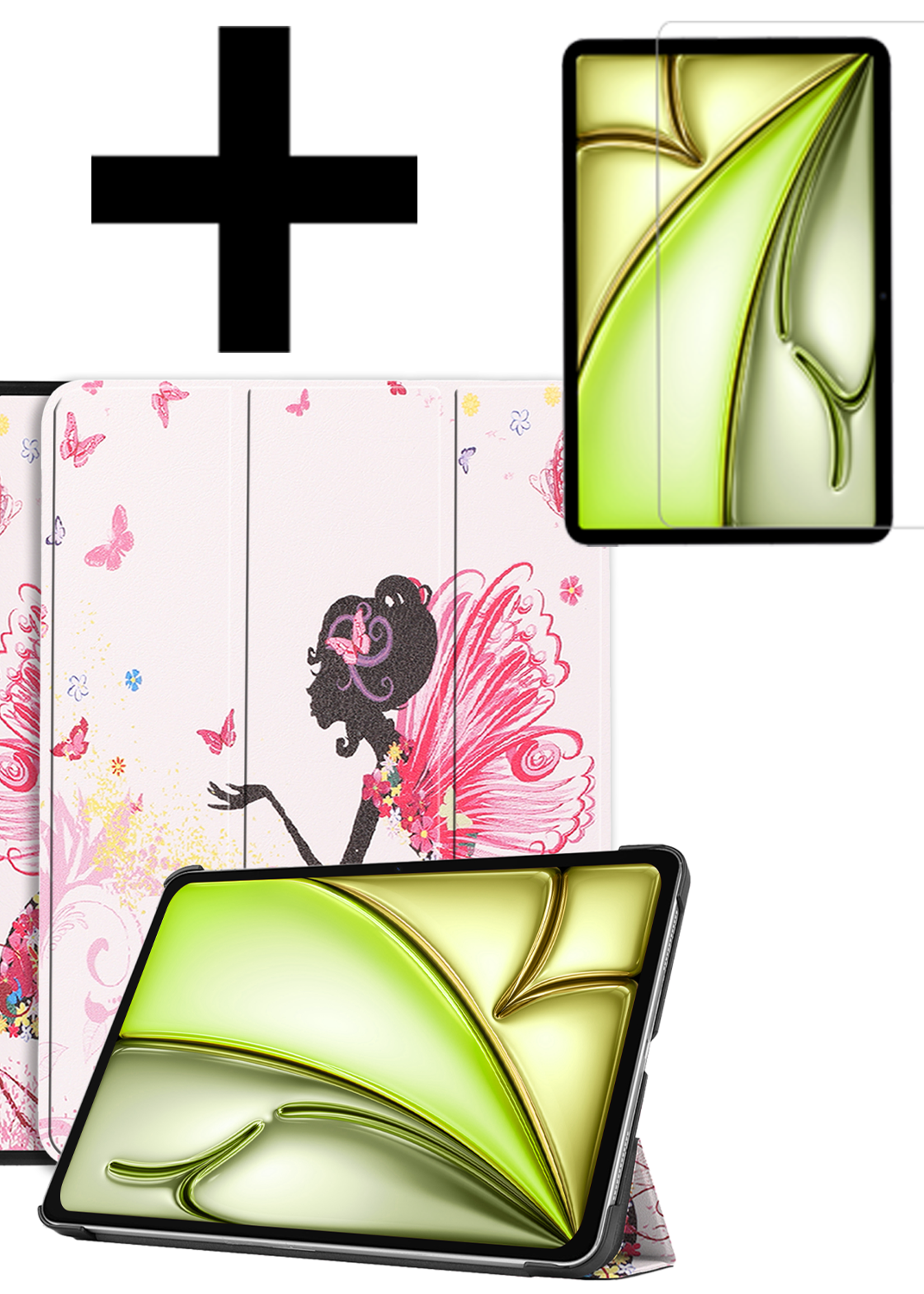 LUQ Hoes Geschikt voor iPad Air 6 (11 inch) Hoes Luxe Hoesje Book Case Met Screenprotector - Hoesje Geschikt voor iPad Air 2024 (11 inch) Hoes Cover - Elfje