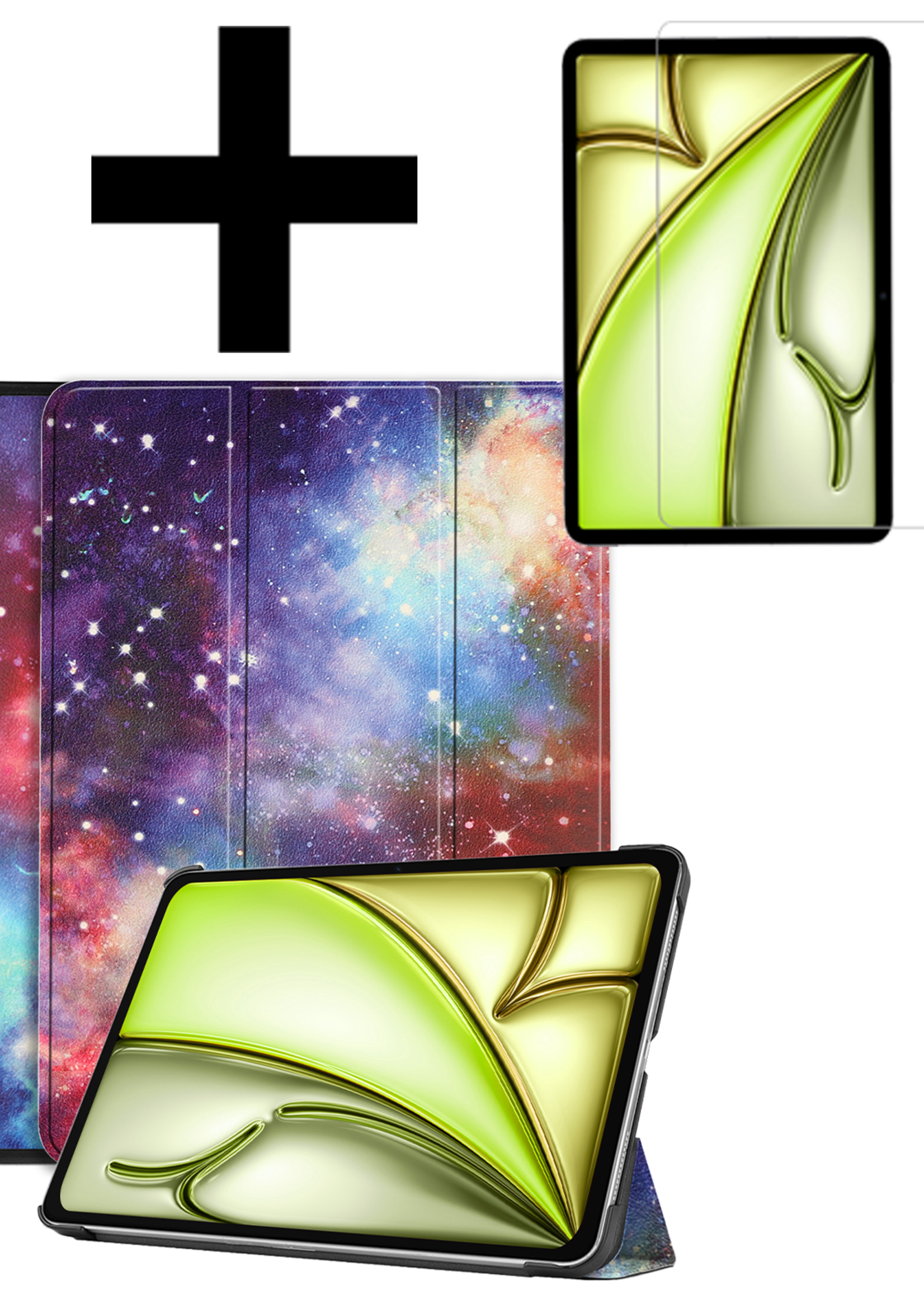 LUQ Hoes Geschikt voor iPad Air 6 (11 inch) Hoes Luxe Hoesje Book Case Met Screenprotector - Hoesje Geschikt voor iPad Air 2024 (11 inch) Hoes Cover - Galaxy