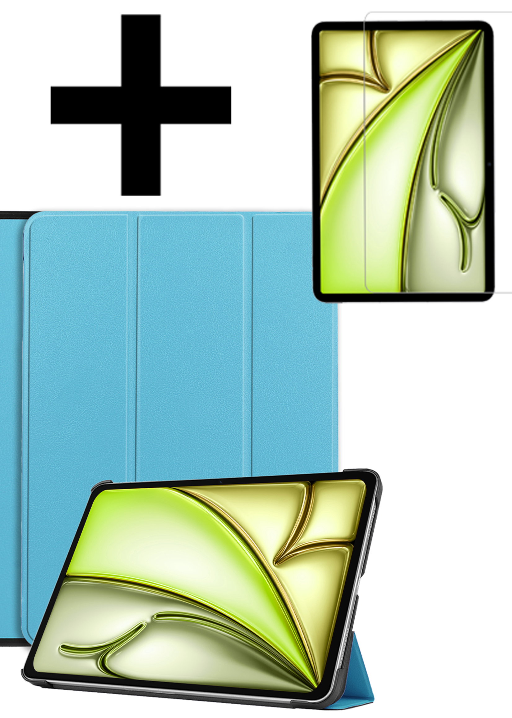 LUQ Hoes Geschikt voor iPad Air 6 (11 inch) Hoes Luxe Hoesje Book Case Met Screenprotector - Hoesje Geschikt voor iPad Air 2024 (11 inch) Hoes Cover - Lichtblauw
