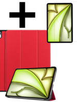 LUQ LUQ iPad Air 6 (11 inch) Hoesje Met Screenprotector - Rood