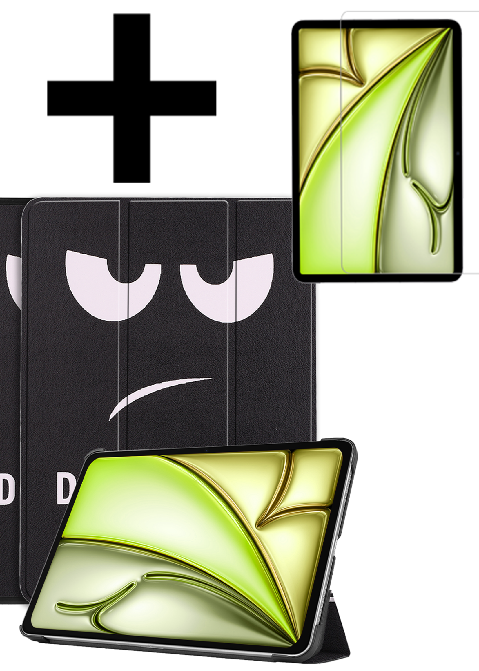 LUQ Hoes Geschikt voor iPad Air 6 (11 inch) Hoes Luxe Hoesje Book Case Met Screenprotector - Hoesje Geschikt voor iPad Air 2024 (11 inch) Hoes Cover - Don't Touch Me