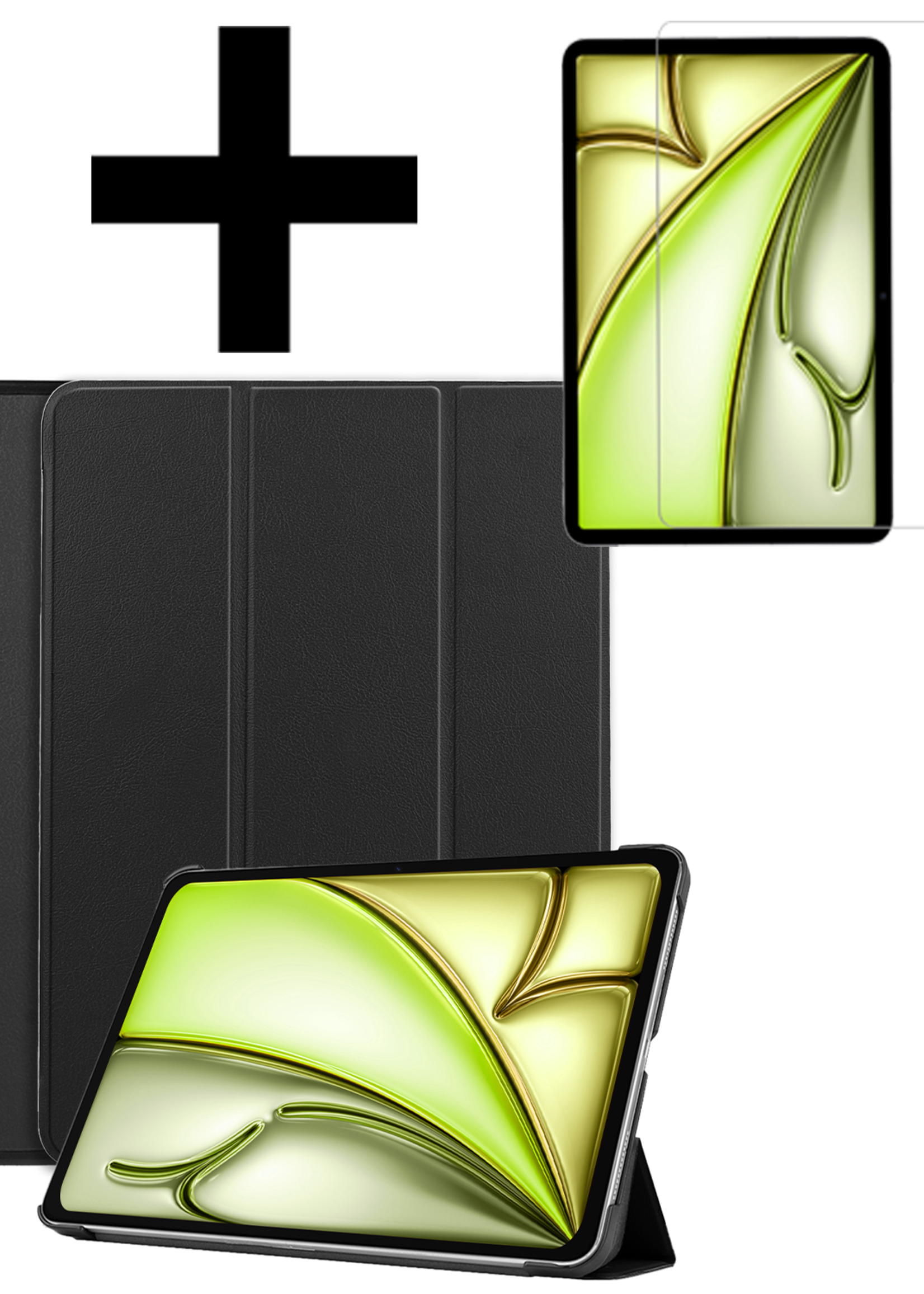 LUQ Hoes Geschikt voor iPad Air 6 (11 inch) Hoes Luxe Hoesje Book Case Met Screenprotector - Hoesje Geschikt voor iPad Air 2024 (11 inch) Hoes Cover - Zwart