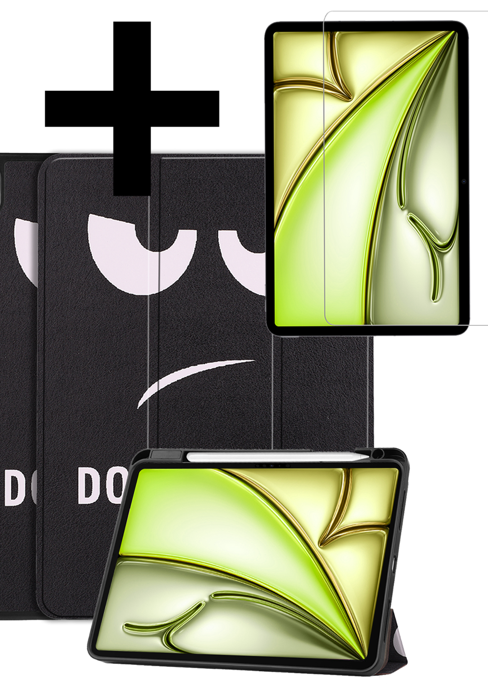 LUQ Hoes Geschikt voor iPad Air 6 (11 inch) Hoes Luxe Hoesje Case Met Uitsparing Geschikt voor Apple Pencil Met Screenprotector - Hoesje Geschikt voor iPad Air 2024 (11 inch) Hoes Cover - Don't Touch Me