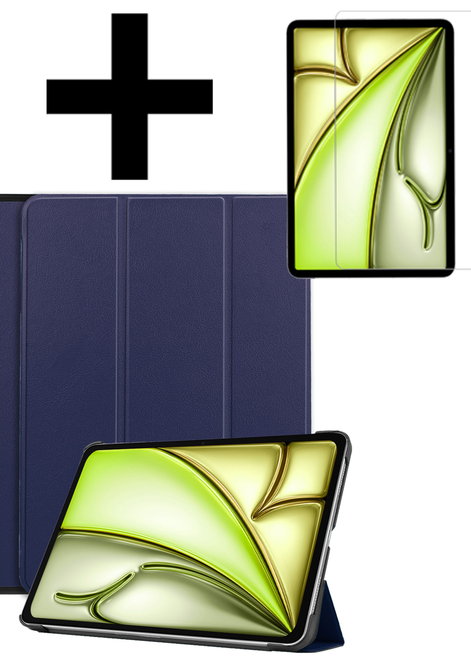 LUQ Hoes Geschikt voor iPad Air 6 (13 inch) Hoes Luxe Hoesje Book Case Met Screenprotector - Hoesje Geschikt voor iPad Air 2024 (13 inch) Hoes Cover - Donkerblauw