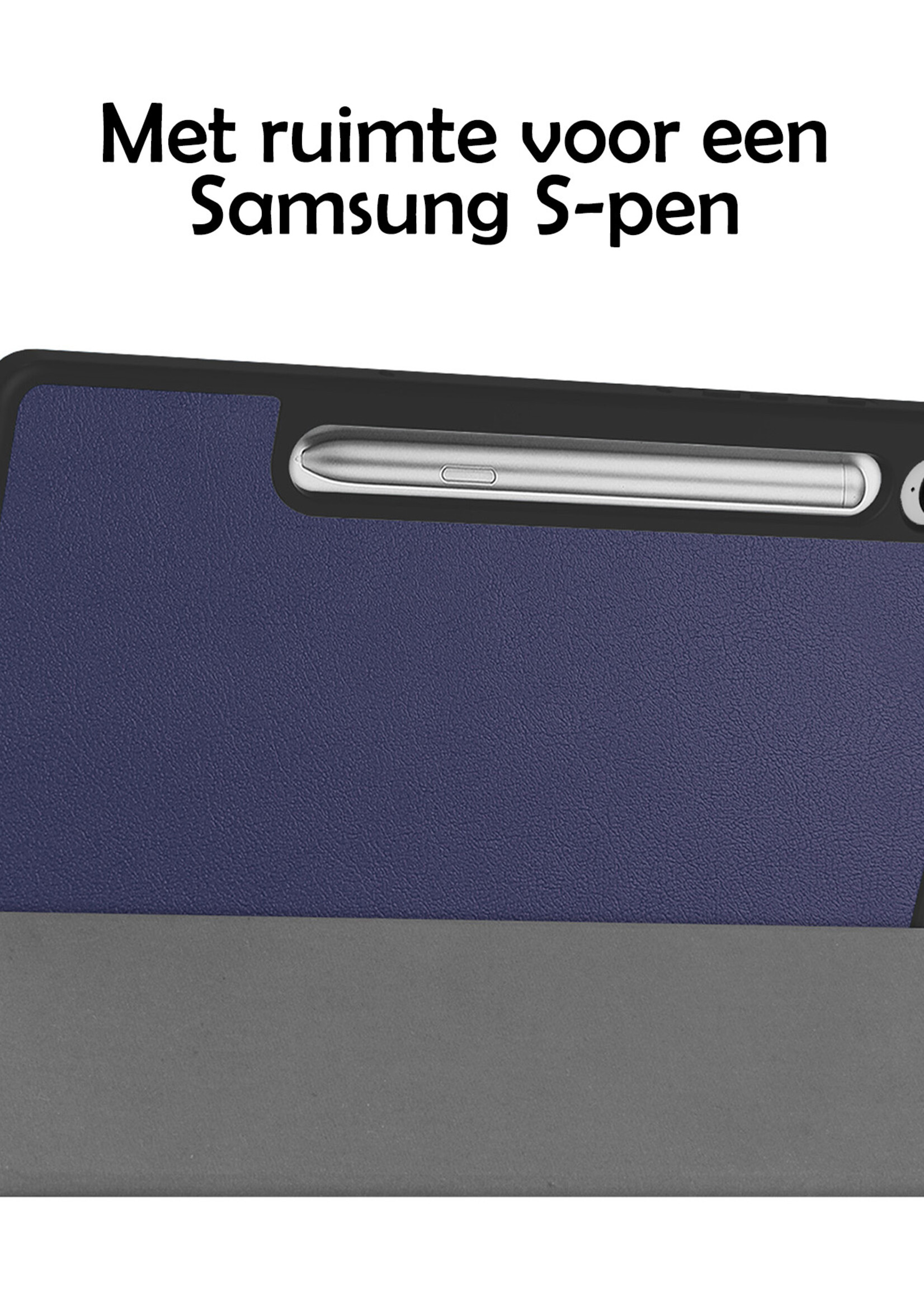 LUQ Hoes Geschikt voor Samsung Galaxy Tab S9 FE Plus Hoes Luxe Hoesje Case Met Uitsparing Geschikt voor S Pen - Hoesje Geschikt voor Samsung Tab S9 FE Plus Hoes Cover - Donkerblauw