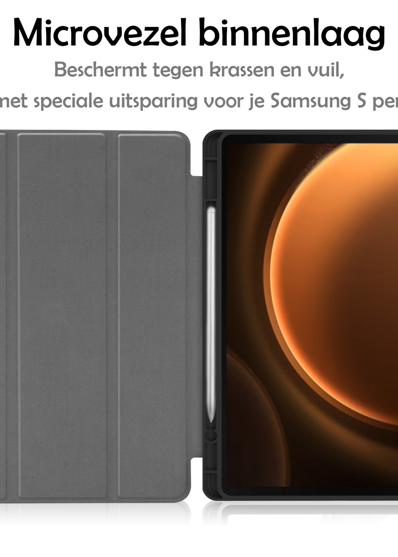 LUQ Hoes Geschikt voor Samsung Galaxy Tab S9 FE Plus Hoes Luxe Hoesje Case Met Uitsparing Geschikt voor S Pen - Hoesje Geschikt voor Samsung Tab S9 FE Plus Hoes Cover - Donkerblauw