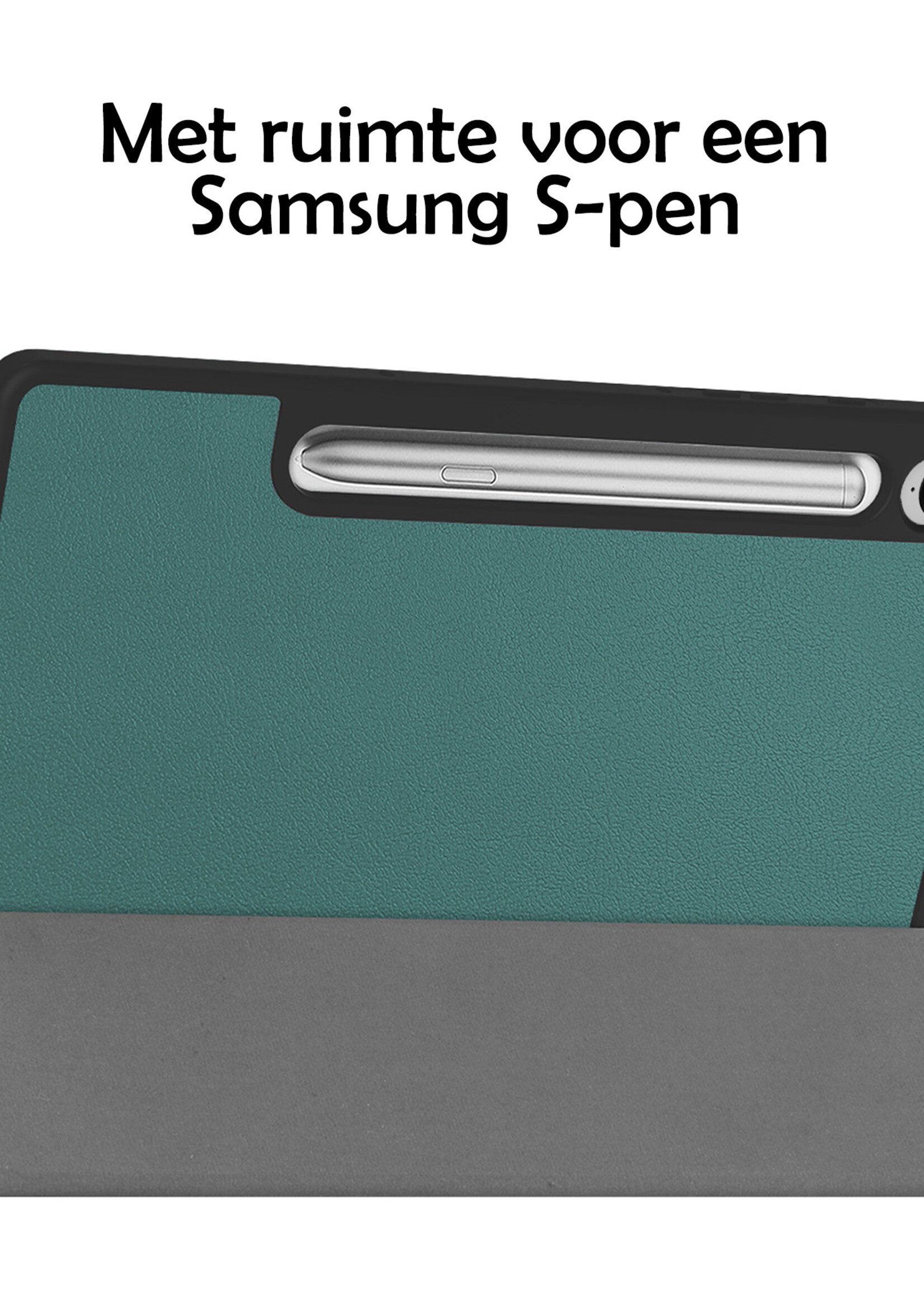 LUQ Hoes Geschikt voor Samsung Galaxy Tab S9 FE Plus Hoes Luxe Hoesje Case Met Uitsparing Geschikt voor S Pen - Hoesje Geschikt voor Samsung Tab S9 FE Plus Hoes Cover - Donkergroen