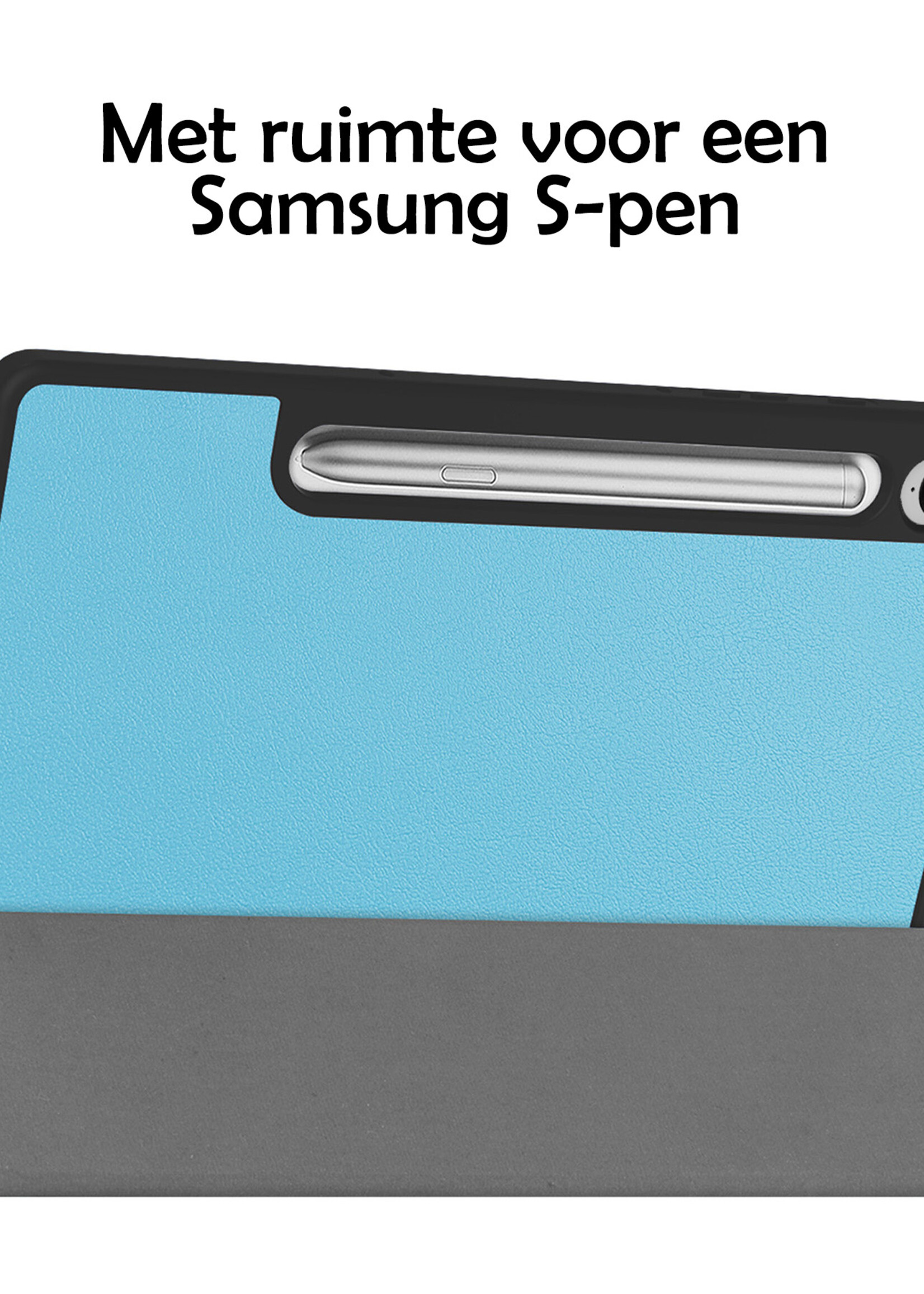 LUQ Hoes Geschikt voor Samsung Galaxy Tab S9 FE Plus Hoes Luxe Hoesje Case Met Uitsparing Geschikt voor S Pen - Hoesje Geschikt voor Samsung Tab S9 FE Plus Hoes Cover - Lichtblauw