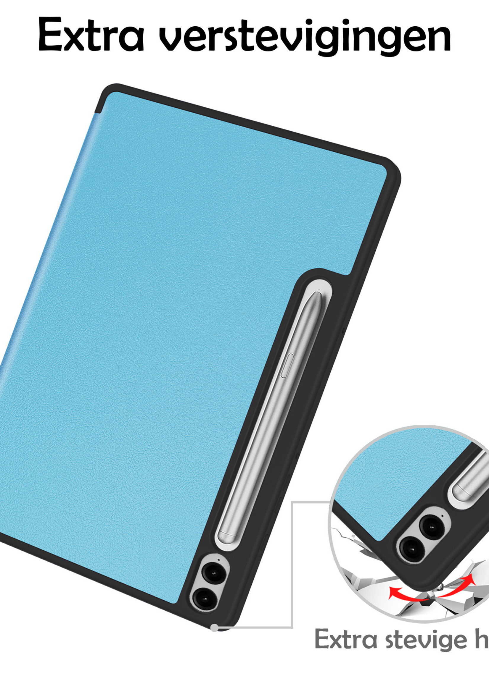 LUQ Hoes Geschikt voor Samsung Galaxy Tab S9 FE Plus Hoes Luxe Hoesje Case Met Uitsparing Geschikt voor S Pen - Hoesje Geschikt voor Samsung Tab S9 FE Plus Hoes Cover - Lichtblauw
