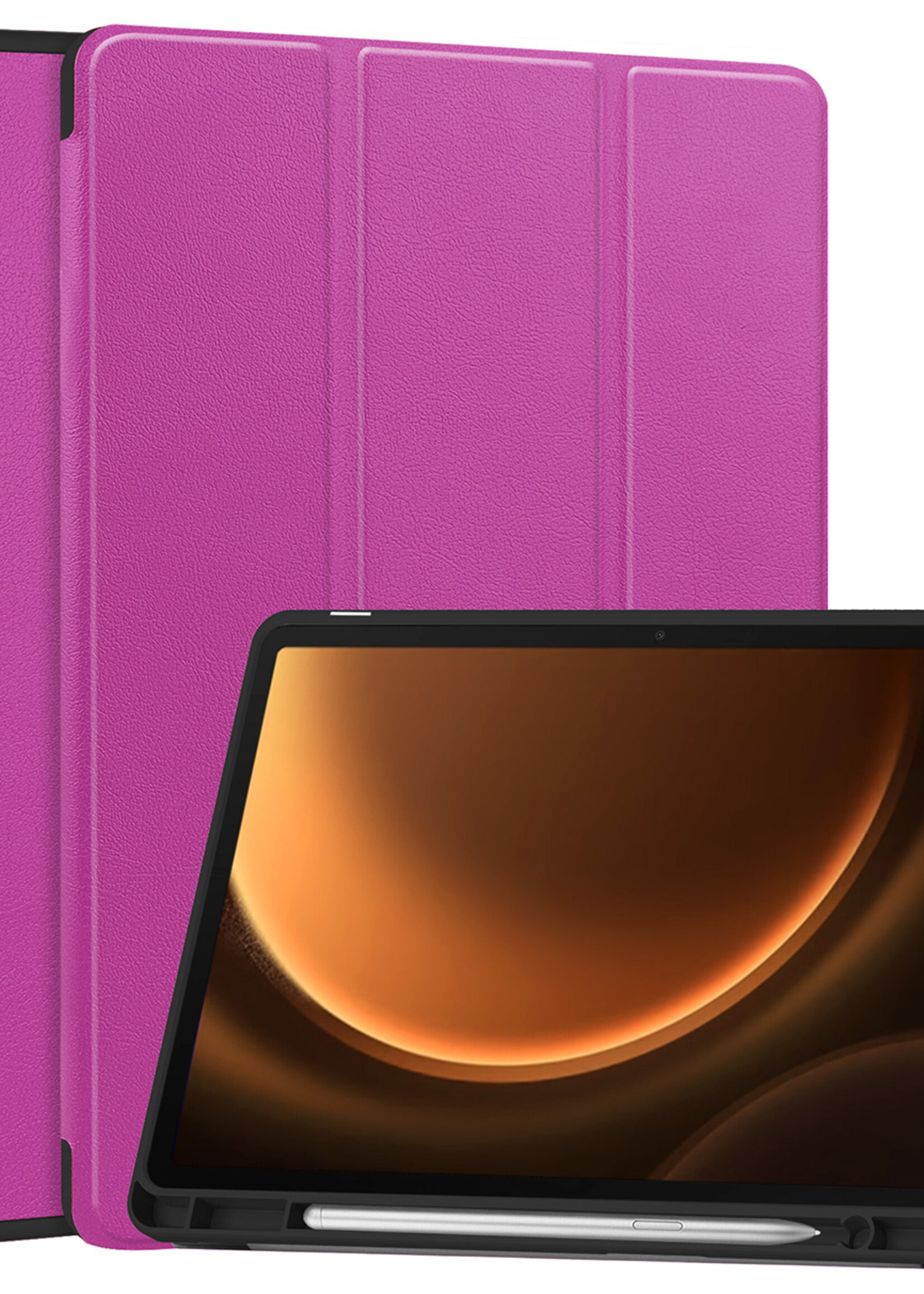 LUQ Hoes Geschikt voor Samsung Galaxy Tab S9 FE Plus Hoes Luxe Hoesje Case Met Uitsparing Geschikt voor S Pen - Hoesje Geschikt voor Samsung Tab S9 FE Plus Hoes Cover - Paars