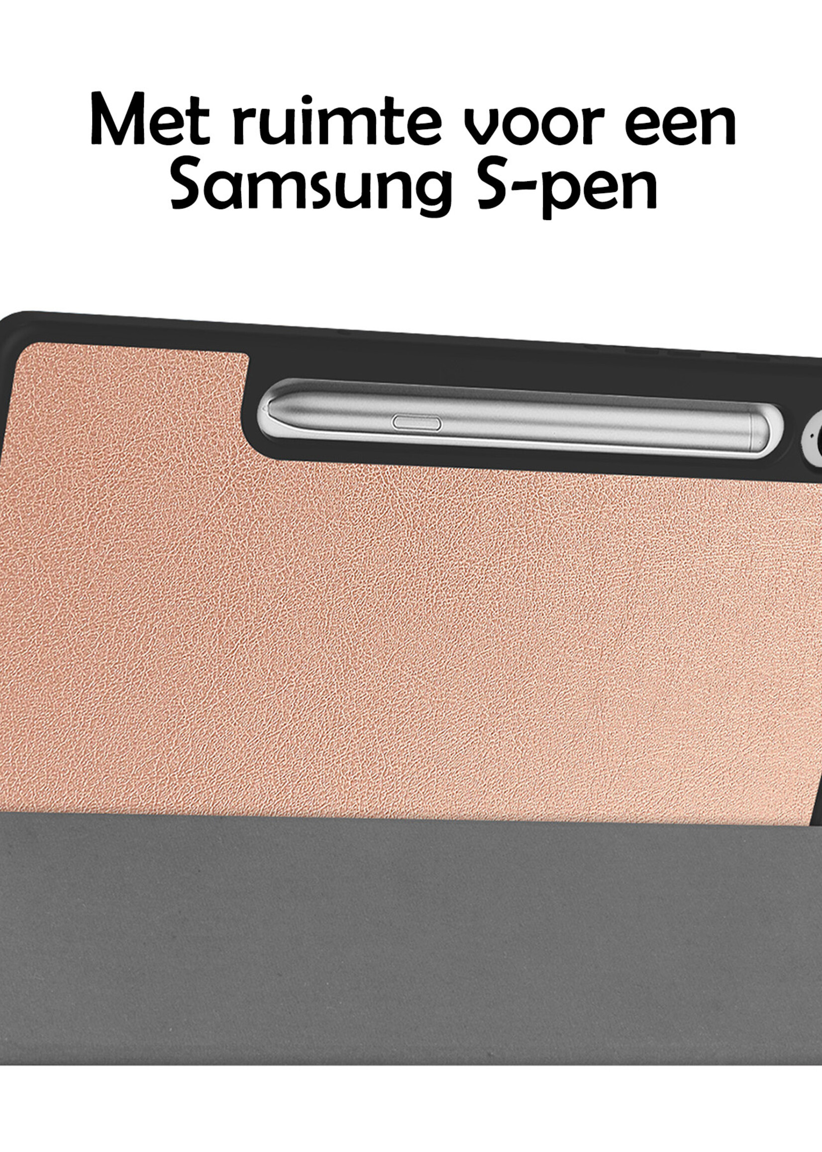 LUQ Hoes Geschikt voor Samsung Galaxy Tab S9 FE Plus Hoes Luxe Hoesje Case Met Uitsparing Geschikt voor S Pen - Hoesje Geschikt voor Samsung Tab S9 FE Plus Hoes Cover - Rosé Goud