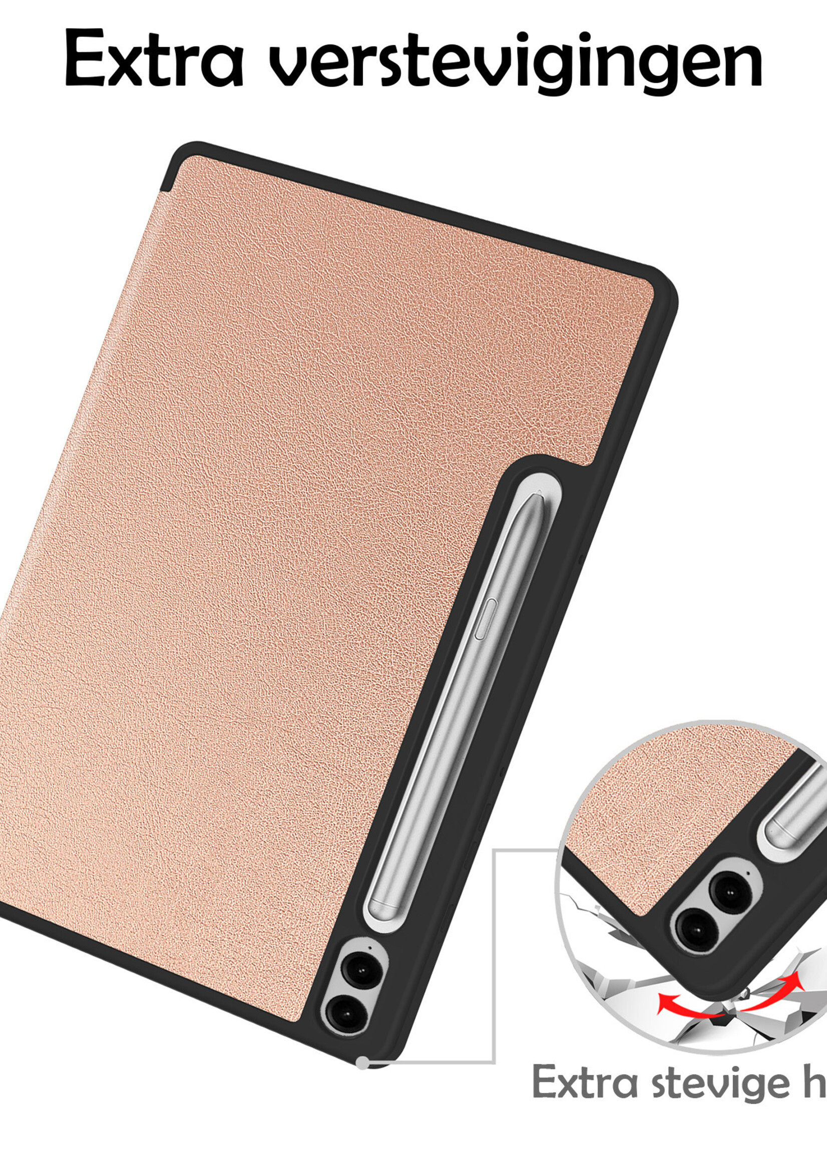 LUQ Hoes Geschikt voor Samsung Galaxy Tab S9 FE Plus Hoes Luxe Hoesje Case Met Uitsparing Geschikt voor S Pen - Hoesje Geschikt voor Samsung Tab S9 FE Plus Hoes Cover - Rosé Goud