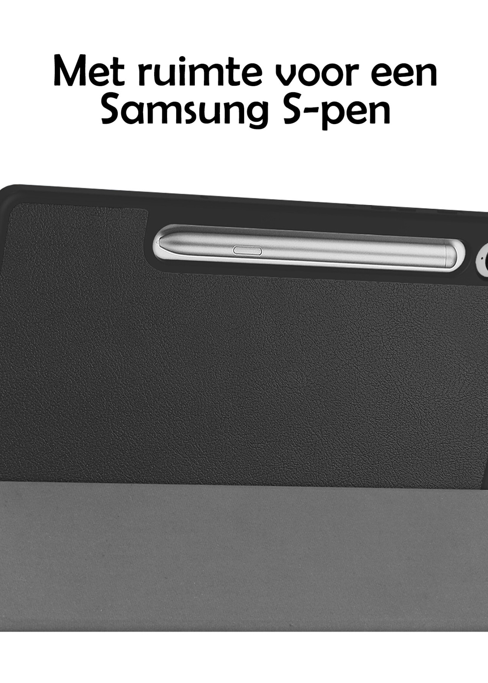 LUQ Hoes Geschikt voor Samsung Galaxy Tab S9 FE Plus Hoes Luxe Hoesje Case Met Uitsparing Geschikt voor S Pen - Hoesje Geschikt voor Samsung Tab S9 FE Plus Hoes Cover - Zwart