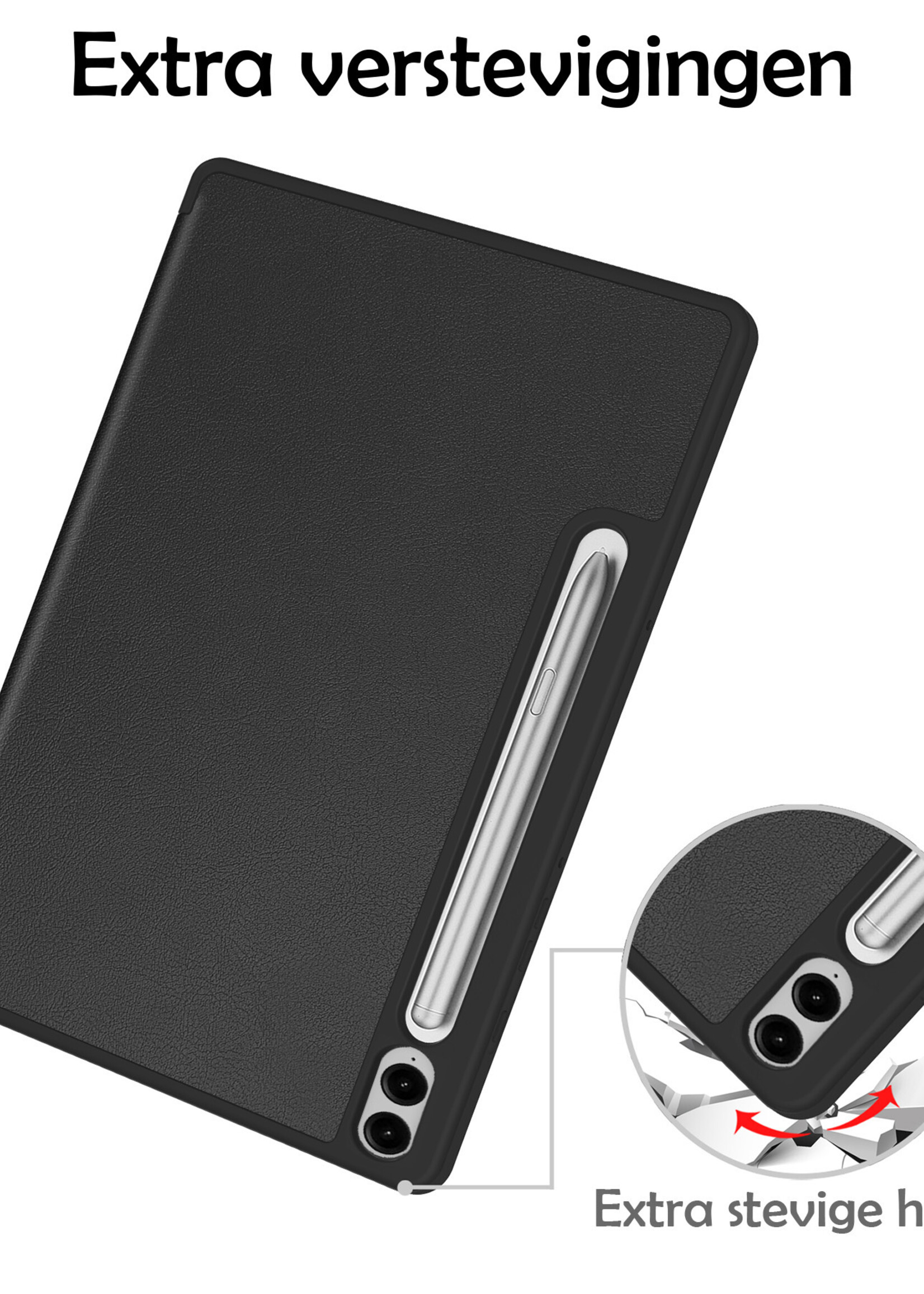 LUQ Hoes Geschikt voor Samsung Galaxy Tab S9 FE Plus Hoes Luxe Hoesje Case Met Uitsparing Geschikt voor S Pen - Hoesje Geschikt voor Samsung Tab S9 FE Plus Hoes Cover - Zwart