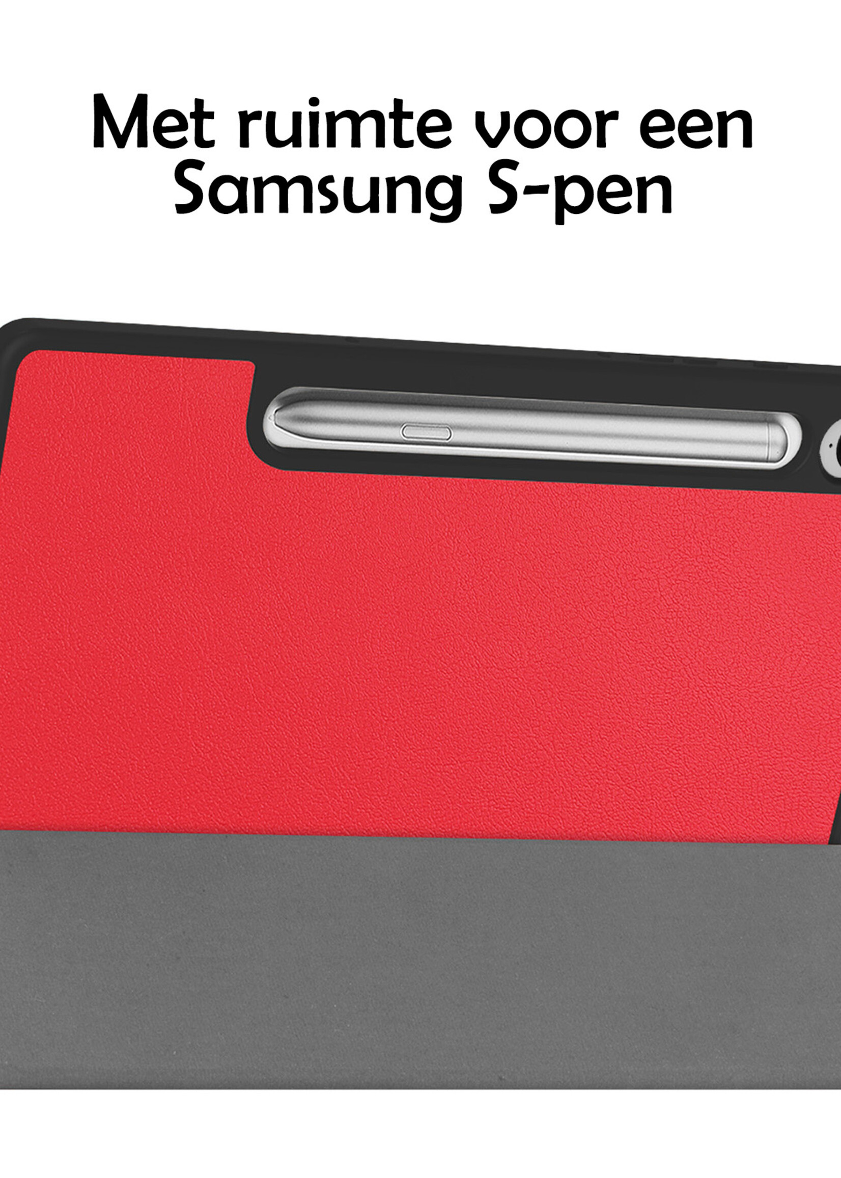 LUQ Hoes Geschikt voor Samsung Galaxy Tab S9 FE Plus Hoes Luxe Hoesje Case Met Uitsparing Geschikt voor S Pen Met Screenprotector - Hoesje Geschikt voor Samsung Tab S9 FE Plus Hoes Cover - Rood