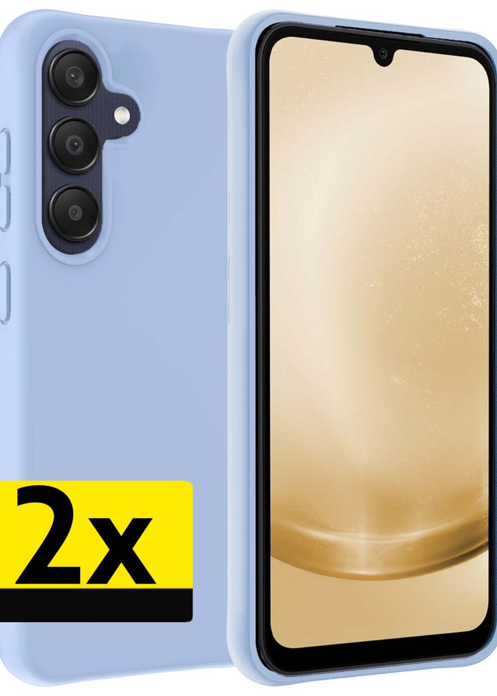 LUQ Hoesje Geschikt voor Samsung A25 Hoesje Siliconen Case - Hoes Geschikt voor Samsung Galaxy A25 Hoes Siliconen - Lichtblauw - 2 Stuks