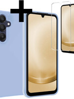 LUQ LUQ Samsung Galaxy A25 Hoesje Siliconen Met Screenprotector - Lichtblauw