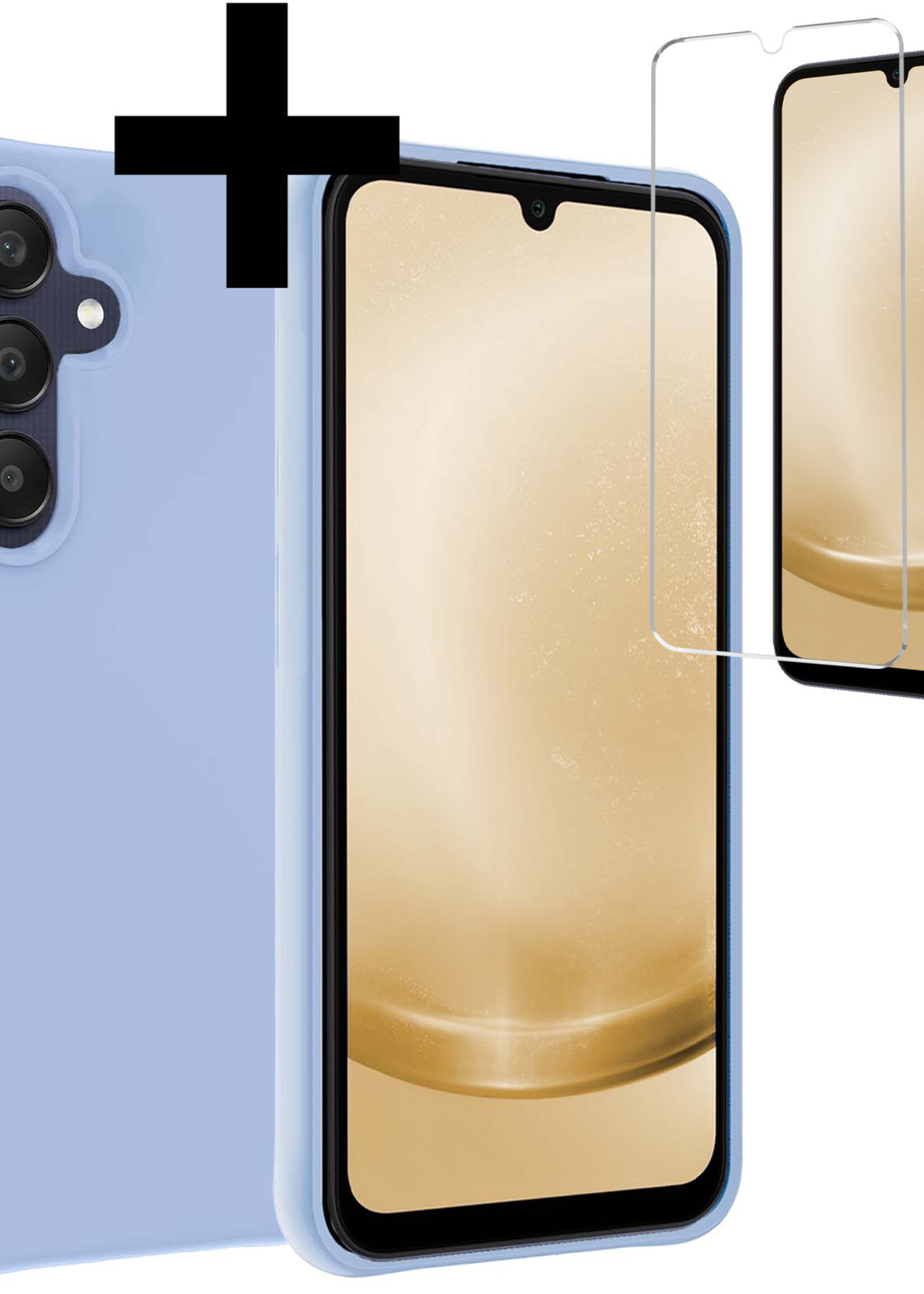 LUQ Hoesje Geschikt voor Samsung A25 Hoesje Siliconen Case Met Screenprotector - Hoes Geschikt voor Samsung Galaxy A25 Hoes Siliconen - Lichtblauw