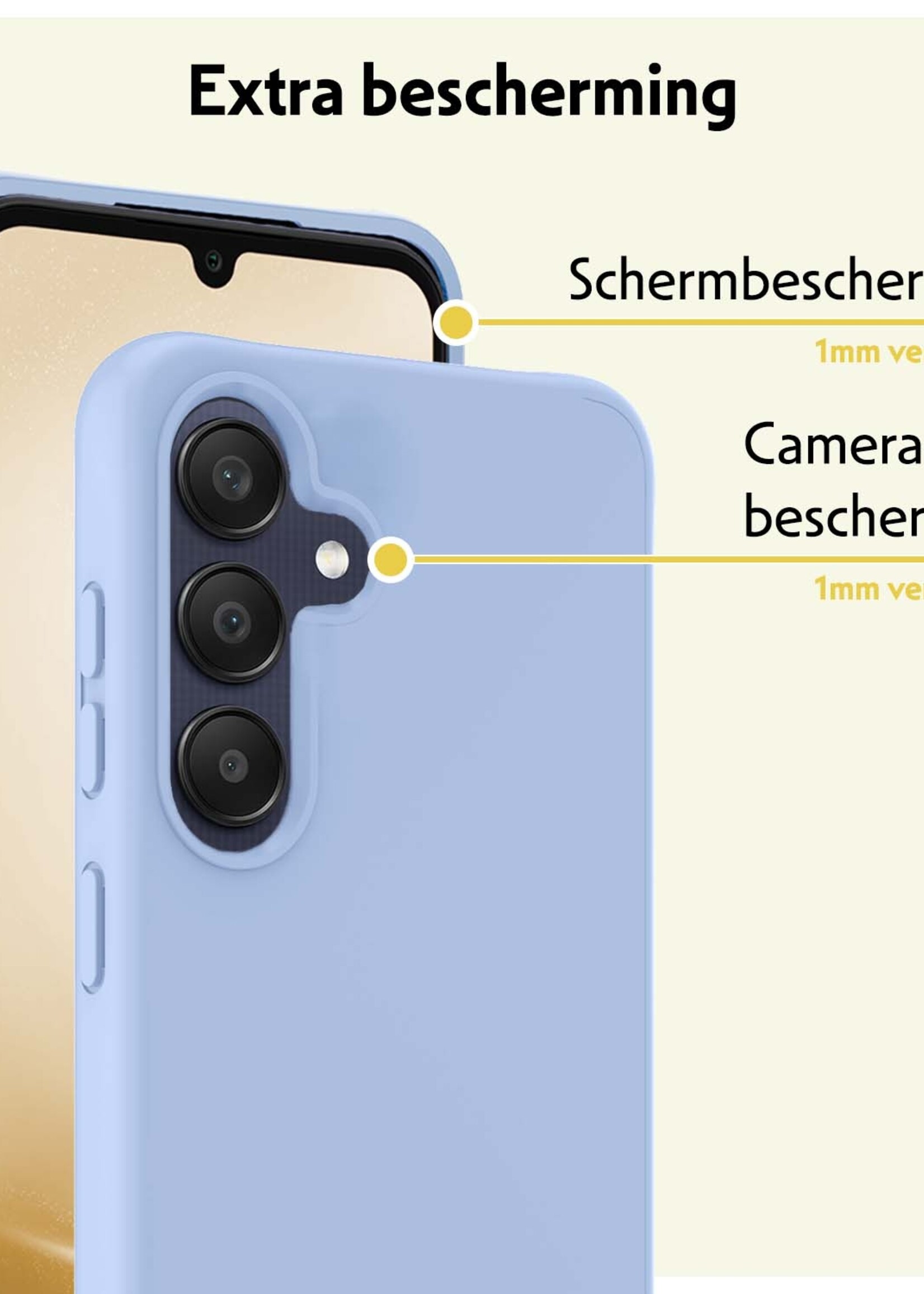 LUQ Hoesje Geschikt voor Samsung A25 Hoesje Siliconen Case Met Screenprotector - Hoes Geschikt voor Samsung Galaxy A25 Hoes Siliconen - Lichtblauw