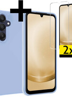 LUQ LUQ Samsung Galaxy A25 Hoesje Siliconen Met 2x Screenprotector - Lichtblauw