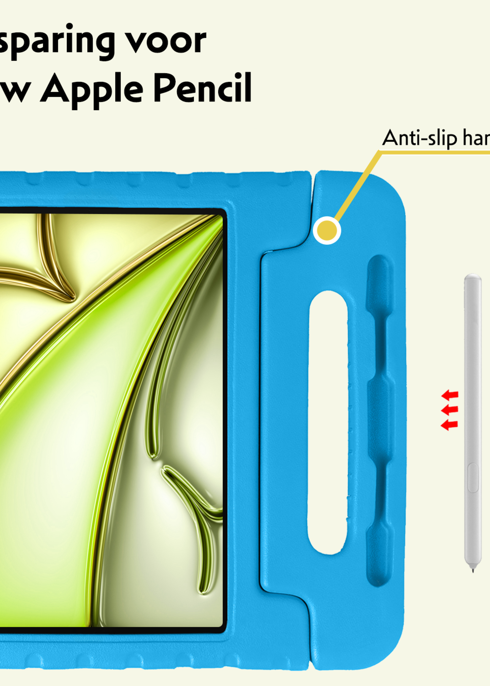 LUQ Hoes Geschikt voor iPad Air 6 (11 inch) Hoes Kinder Hoesje Kids Case Kinderhoes Shockproof - Hoesje Geschikt voor iPad Air 2024 (11 inch) Hoesje Kidscase - Blauw