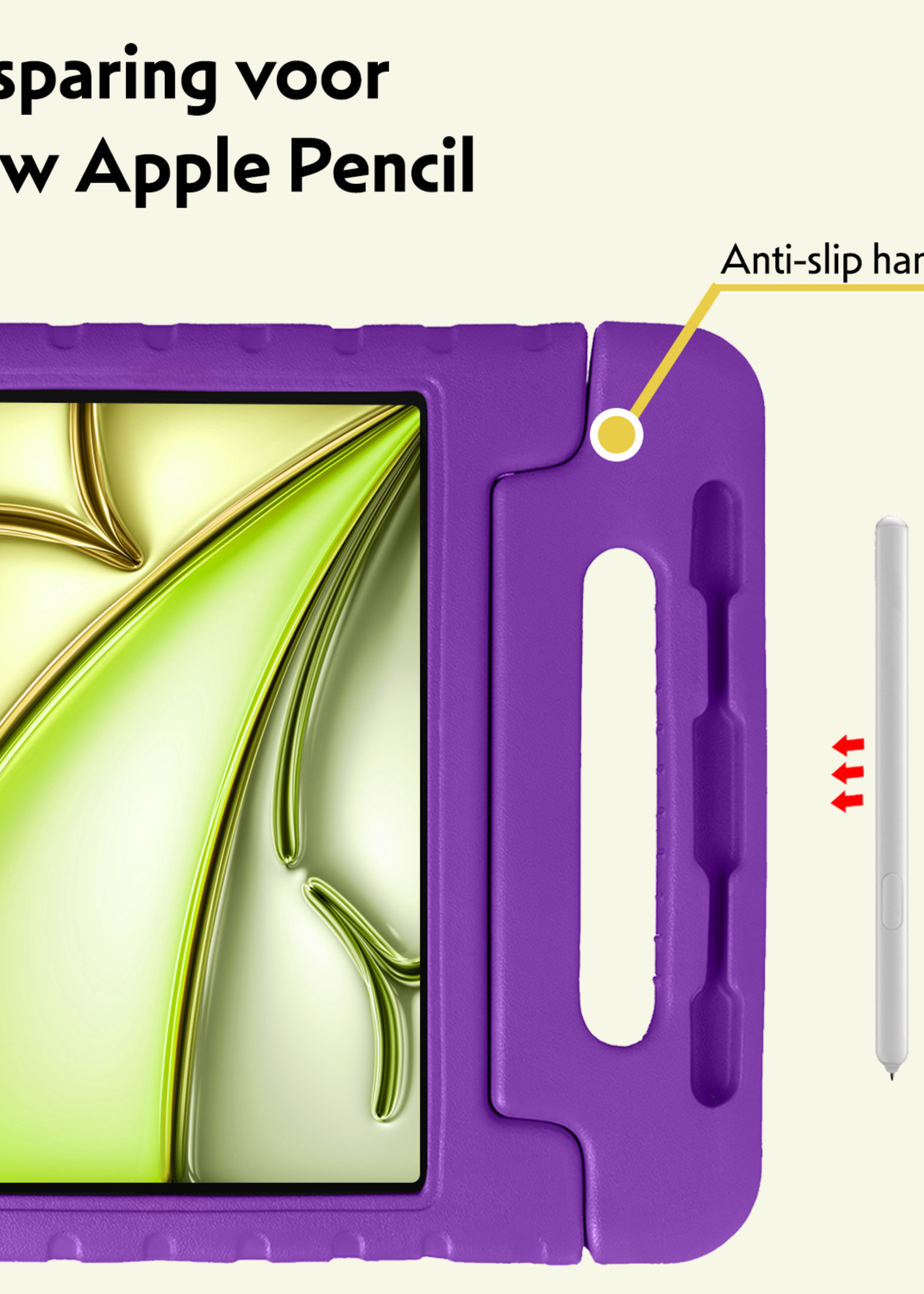 LUQ Hoes Geschikt voor iPad Air 6 (11 inch) Hoes Kinder Hoesje Kids Case Kinderhoes Shockproof - Hoesje Geschikt voor iPad Air 2024 (11 inch) Hoesje Kidscase - Paars