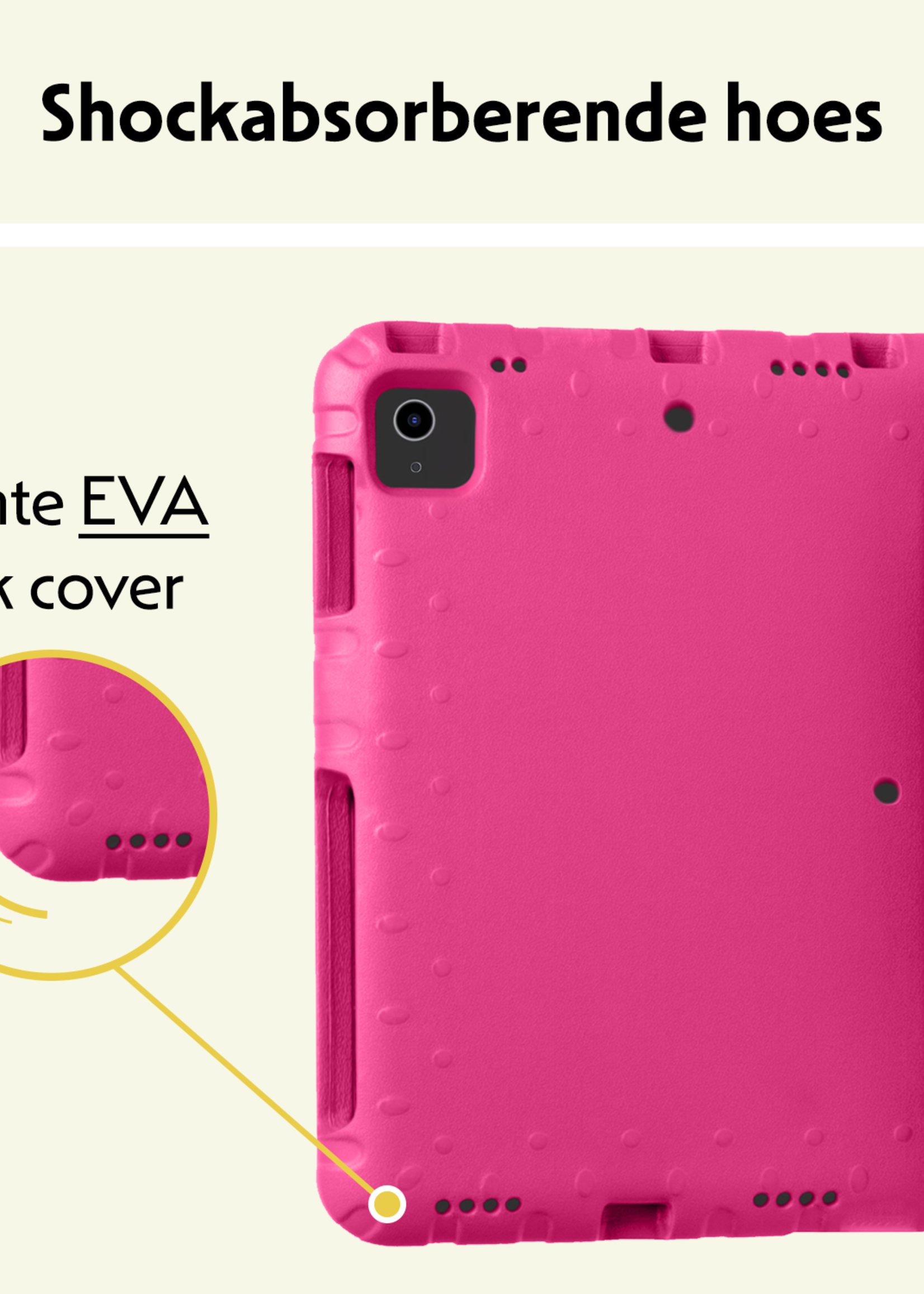 LUQ Hoes Geschikt voor iPad Air 6 (11 inch) Hoes Kinder Hoesje Kids Case Kinderhoes Shockproof - Hoesje Geschikt voor iPad Air 2024 (11 inch) Hoesje Kidscase - Roze