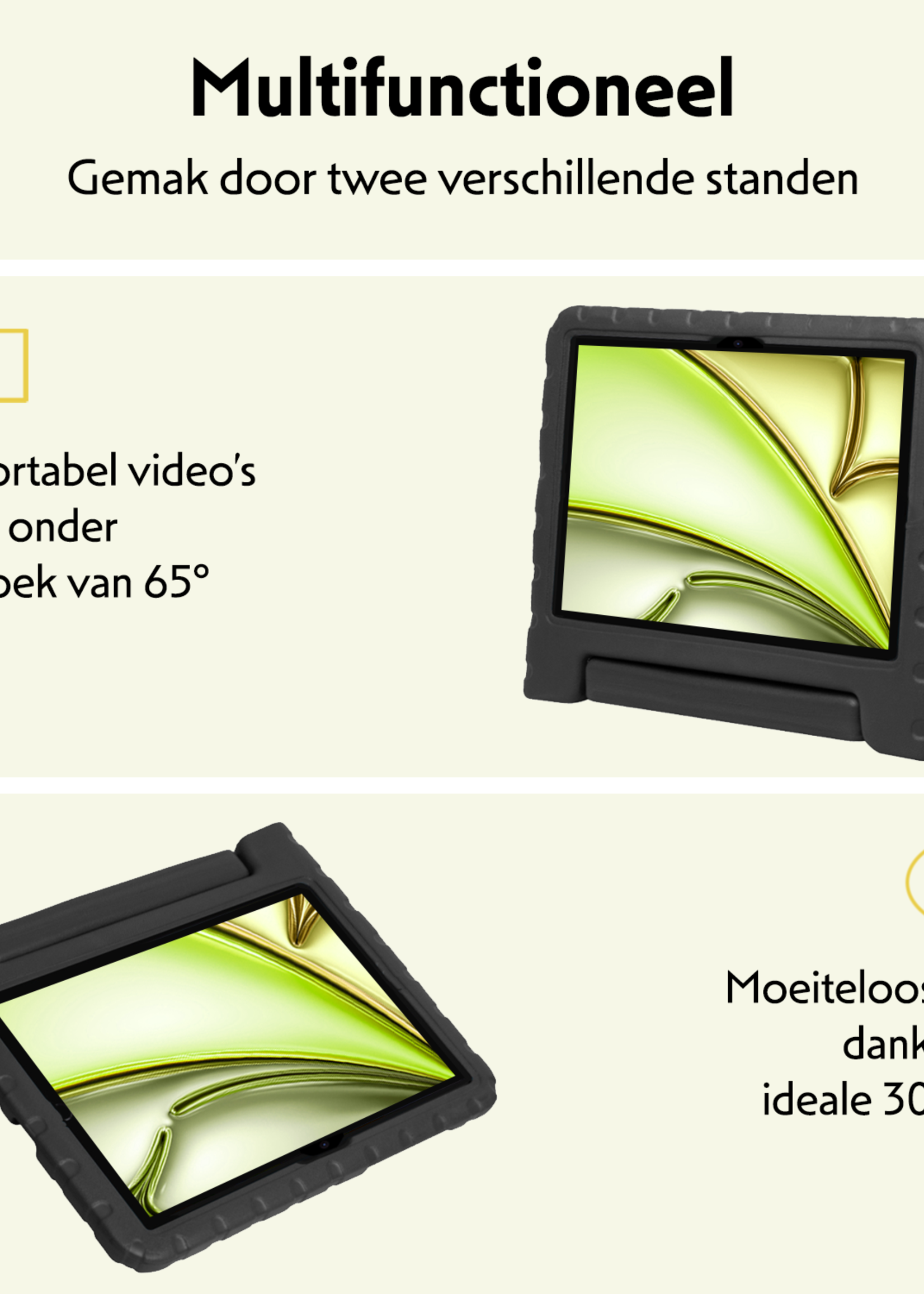 LUQ Hoes Geschikt voor iPad Air 6 (11 inch) Hoes Kinder Hoesje Kids Case Kinderhoes Shockproof - Hoesje Geschikt voor iPad Air 2024 (11 inch) Hoesje Kidscase - Zwart