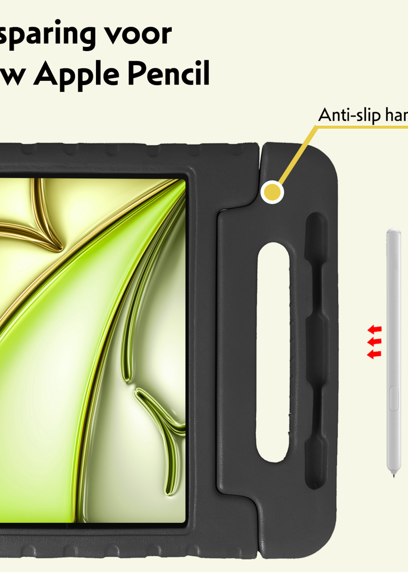 LUQ Hoes Geschikt voor iPad Air 6 (11 inch) Hoes Kinder Hoesje Kids Case Kinderhoes Shockproof - Hoesje Geschikt voor iPad Air 2024 (11 inch) Hoesje Kidscase - Zwart