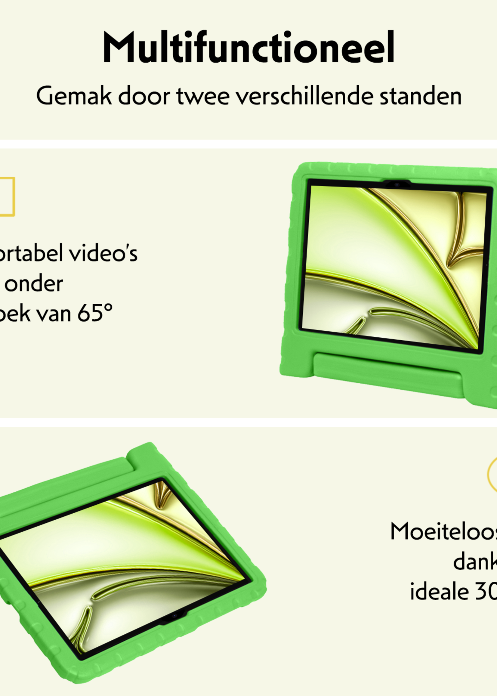 LUQ Hoes Geschikt voor iPad Air 6 (11 inch) Hoes Kinder Hoesje Kids Case Kinderhoes Shockproof Met Screenprotector - Hoesje Geschikt voor iPad Air 2024 (11 inch) Hoesje Kidscase - Groen