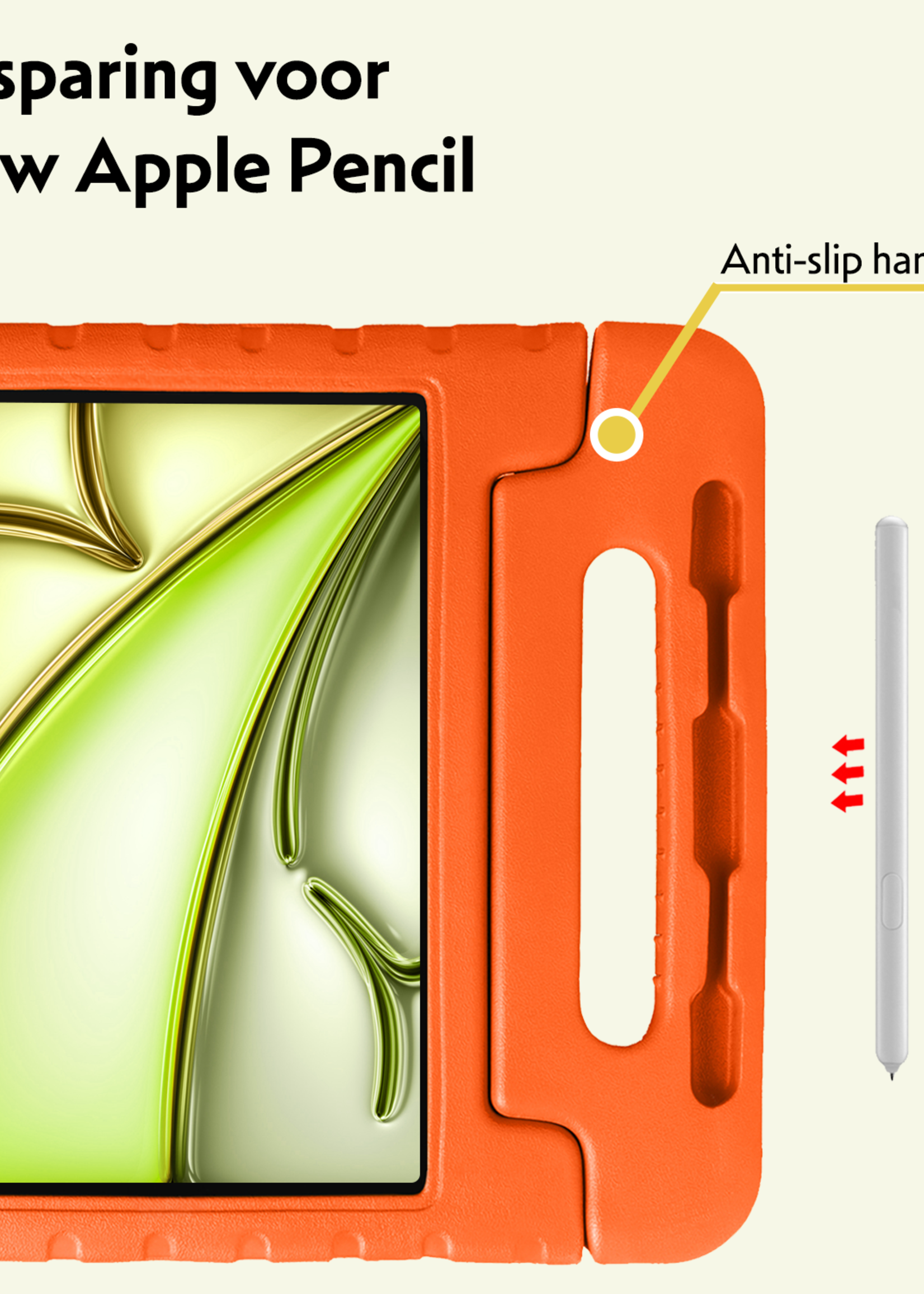 LUQ Hoes Geschikt voor iPad Air 6 (11 inch) Hoes Kinder Hoesje Kids Case Kinderhoes Shockproof Met Screenprotector - Hoesje Geschikt voor iPad Air 2024 (11 inch) Hoesje Kidscase - Oranje