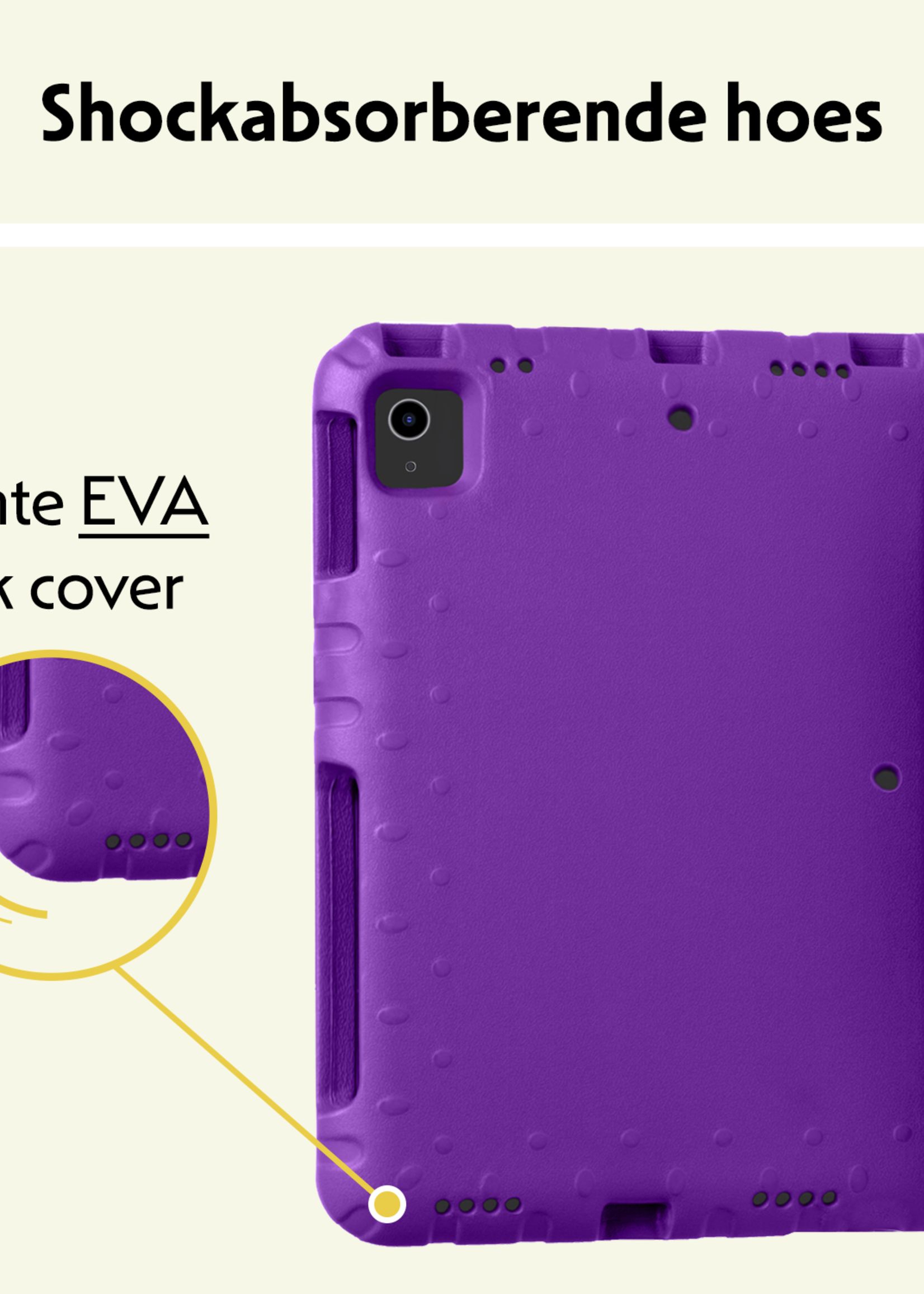 LUQ Hoes Geschikt voor iPad Air 6 (11 inch) Hoes Kinder Hoesje Kids Case Kinderhoes Shockproof Met Screenprotector - Hoesje Geschikt voor iPad Air 2024 (11 inch) Hoesje Kidscase - Paars