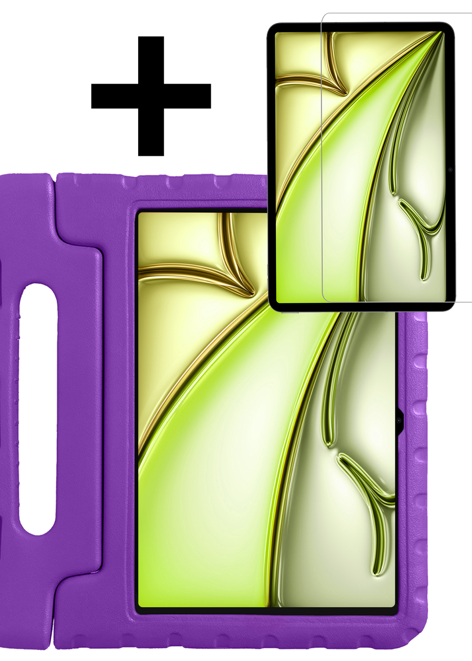 LUQ Hoes Geschikt voor iPad Air 6 (11 inch) Hoes Kinder Hoesje Kids Case Kinderhoes Shockproof Met Screenprotector - Hoesje Geschikt voor iPad Air 2024 (11 inch) Hoesje Kidscase - Paars